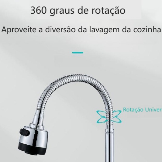 Torneira de Cozinha Gourmet Luxo Inox Prata - Flexibilidade 360° com Chuveiro!