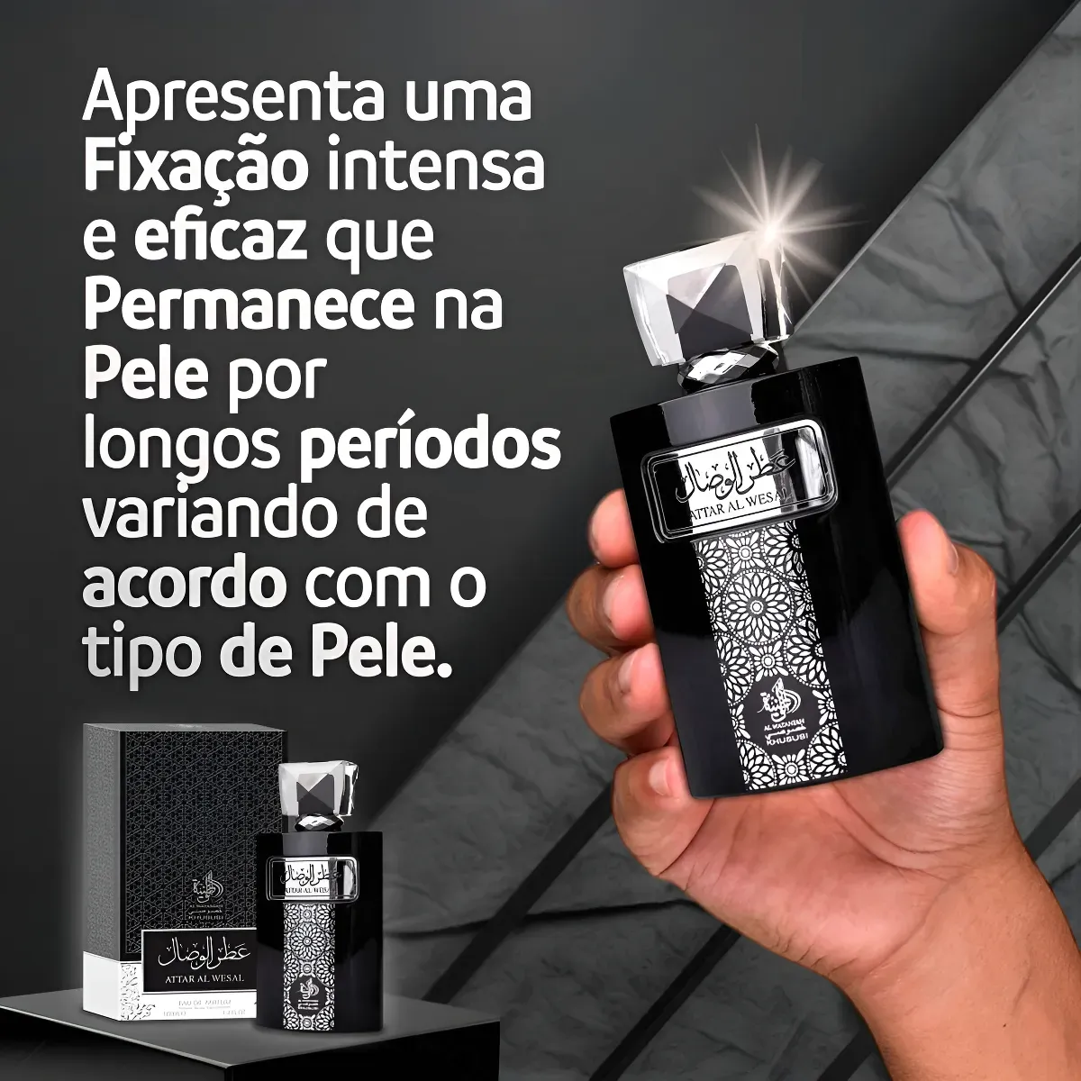 Attar Al Wesal Al Wataniah EDP Intenso 100ml – Perfume Árabe da Sedução | Alta Fixação Masculino | Compatível Ultra Male