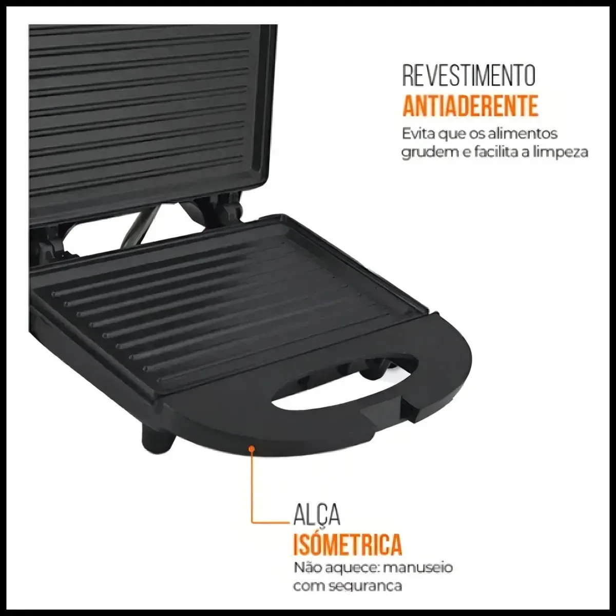 Sanduicheira Elétrica Grill Kian 220V – Chapa Antiaderente, 750W – Prepara Sanduíches, Carnes e Vegetais com Praticidade