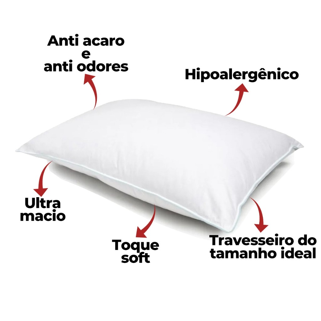 Kit 4 Travesseiros Pluma de Ganso Sintética: O Máximo em Conforto e Sono Reparador