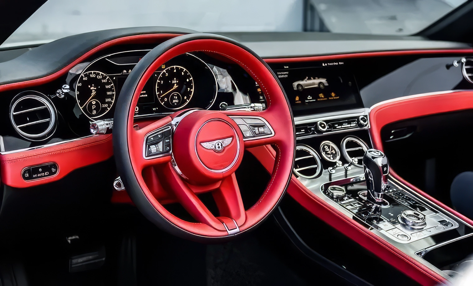 Bentley Continental GTC – Glacier White on Hotspur (Vivid Red)