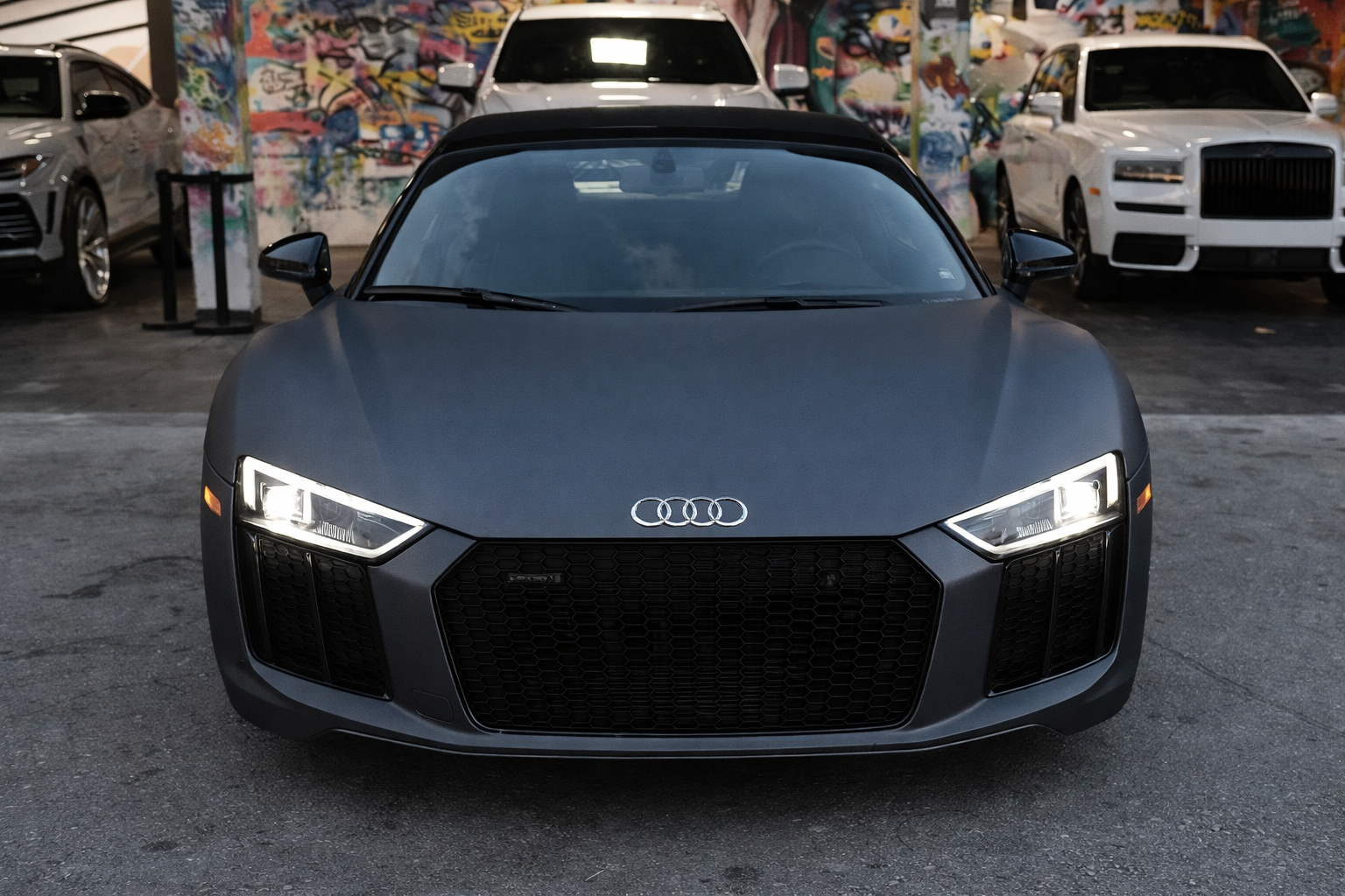 Audi R8 – Matte Satin Grey on Black