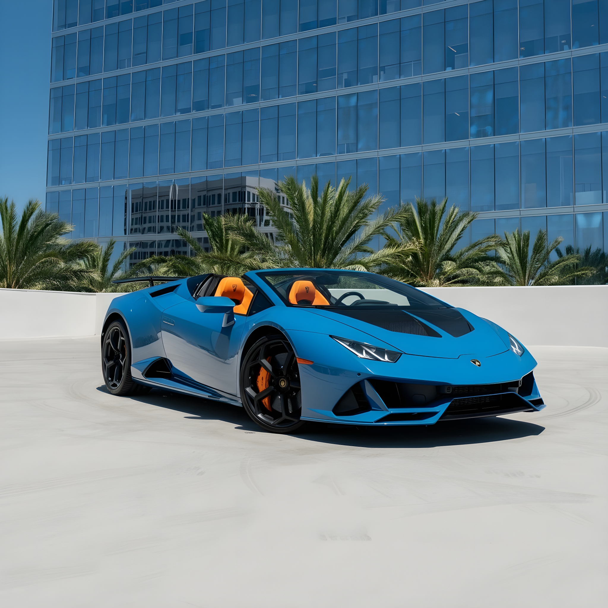 Lamborghini Huracan EVO Spyder - Blu Aegir on Arancio Leonis (Pearl Blue on Orange)
