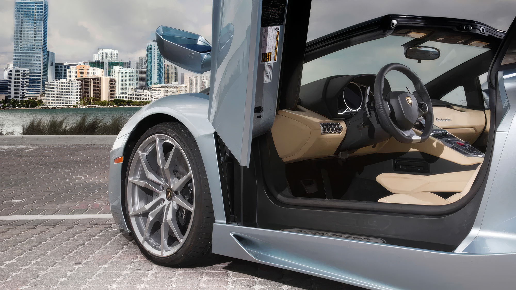 Lamborghini Aventador LP700-4 Roadster - Grigio Estoque on Nero Ade & Sabbia (Cool Light Metallic Grey on Black & Tan)