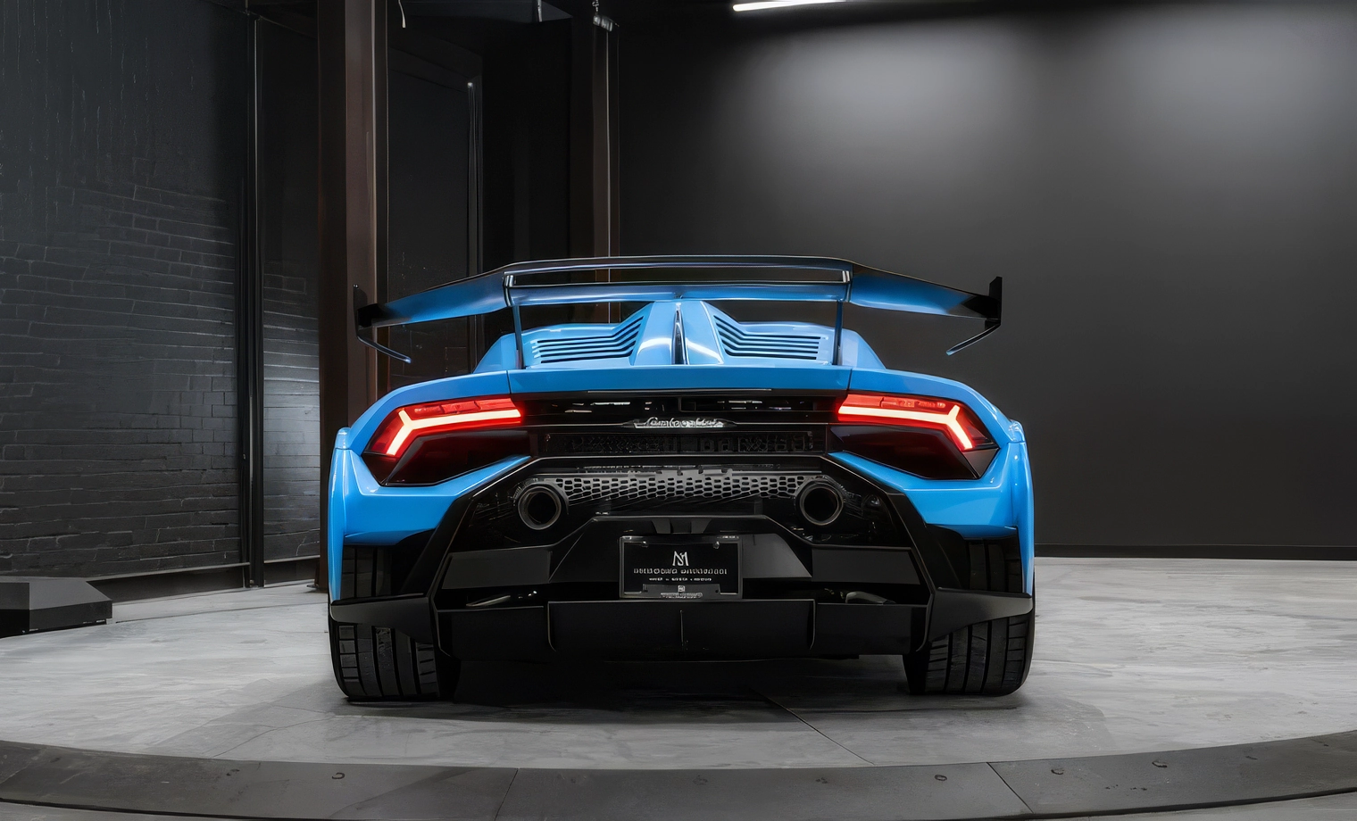 Lamborghini Huracán STO — Blu Laufey on Nero & Giallo Taurus (Sky Blue on Black & Yellow)