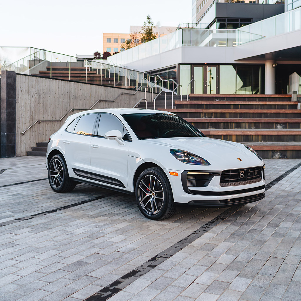 Porsche Macan S — Carrara White Metallic on Black & Bordeaux Red