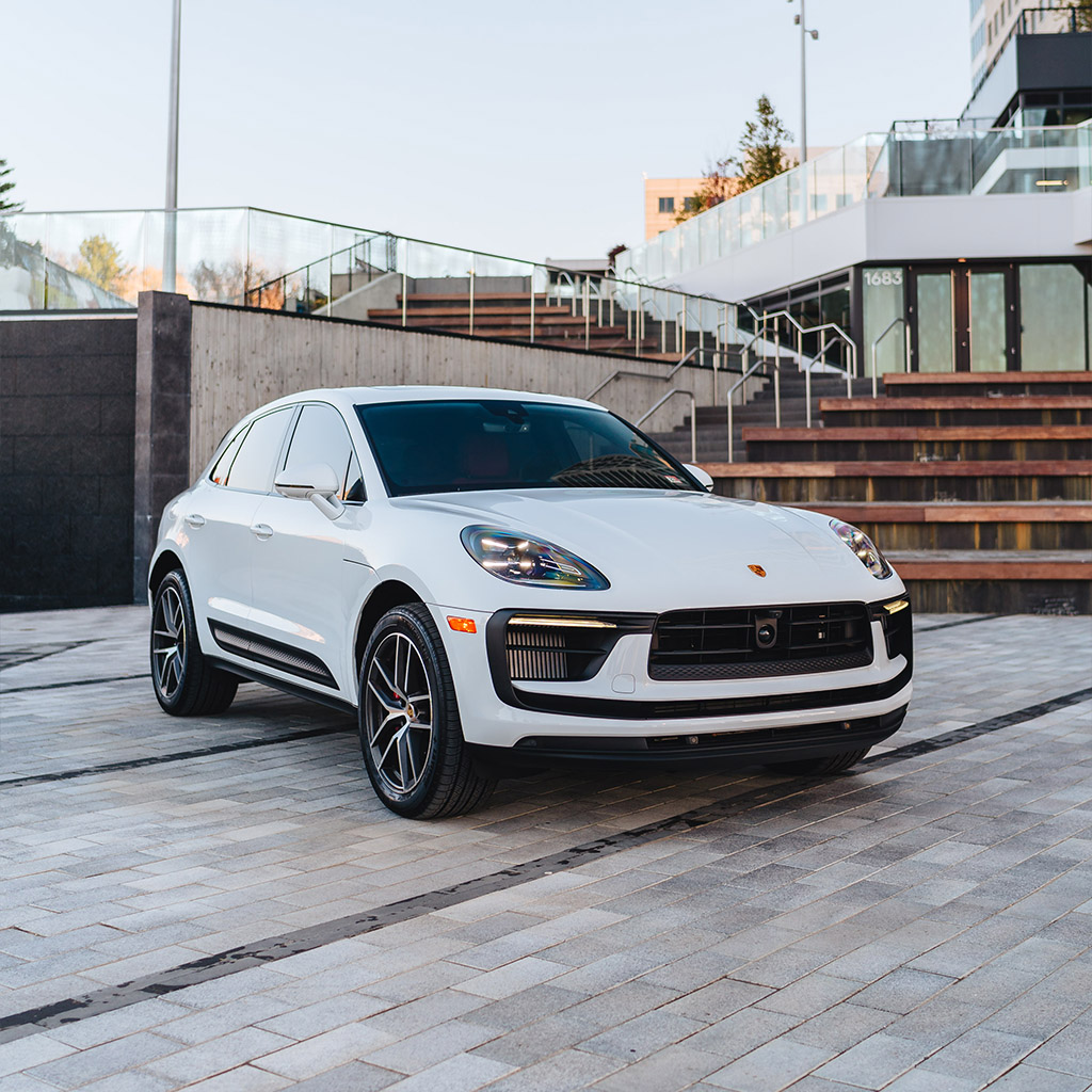 Porsche Macan S — Carrara White Metallic on Black & Bordeaux Red