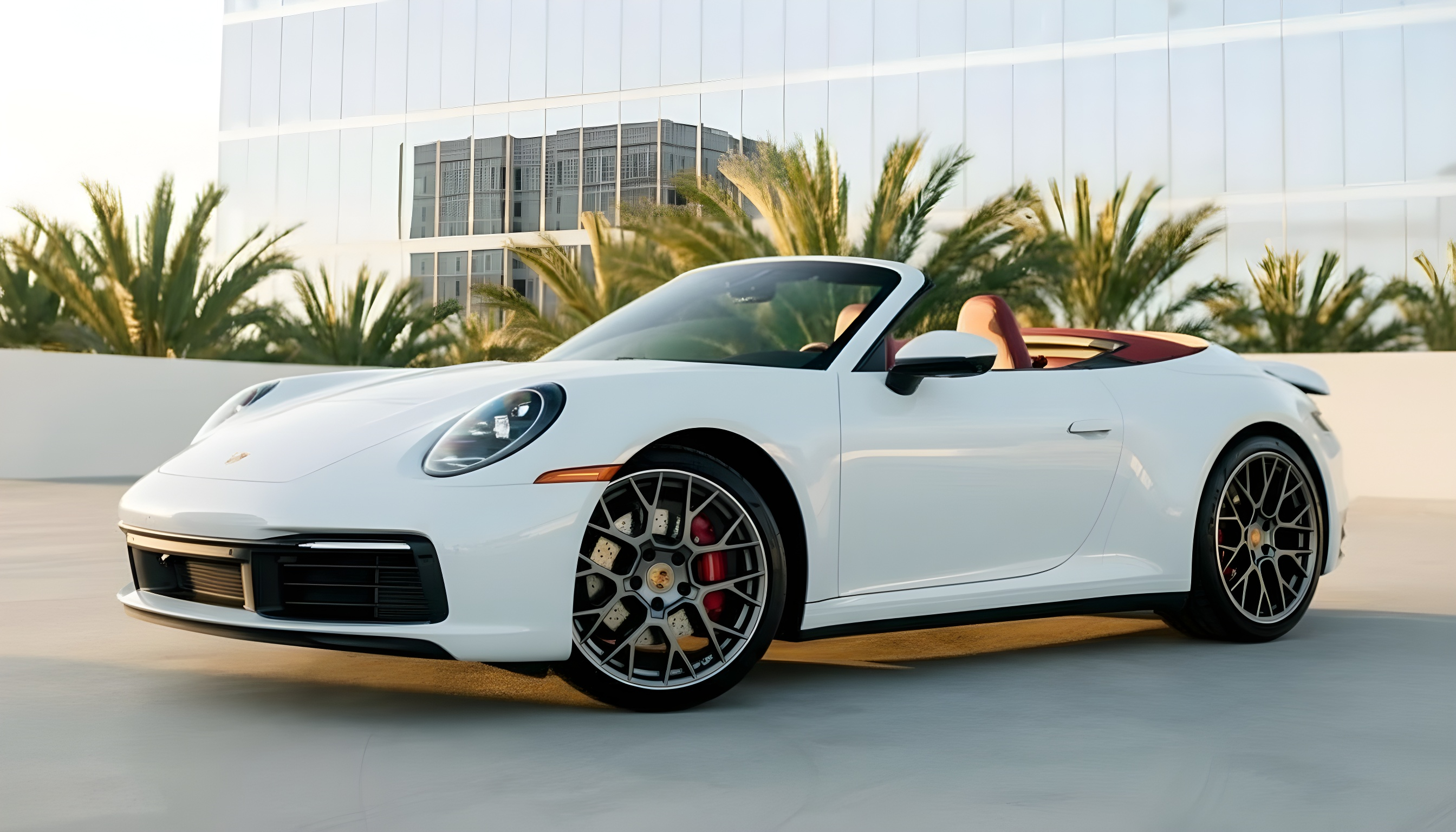 Porsche 911 Carrera 4S Cabriolet (992) - Carrara White Metallic on Bordeaux Red