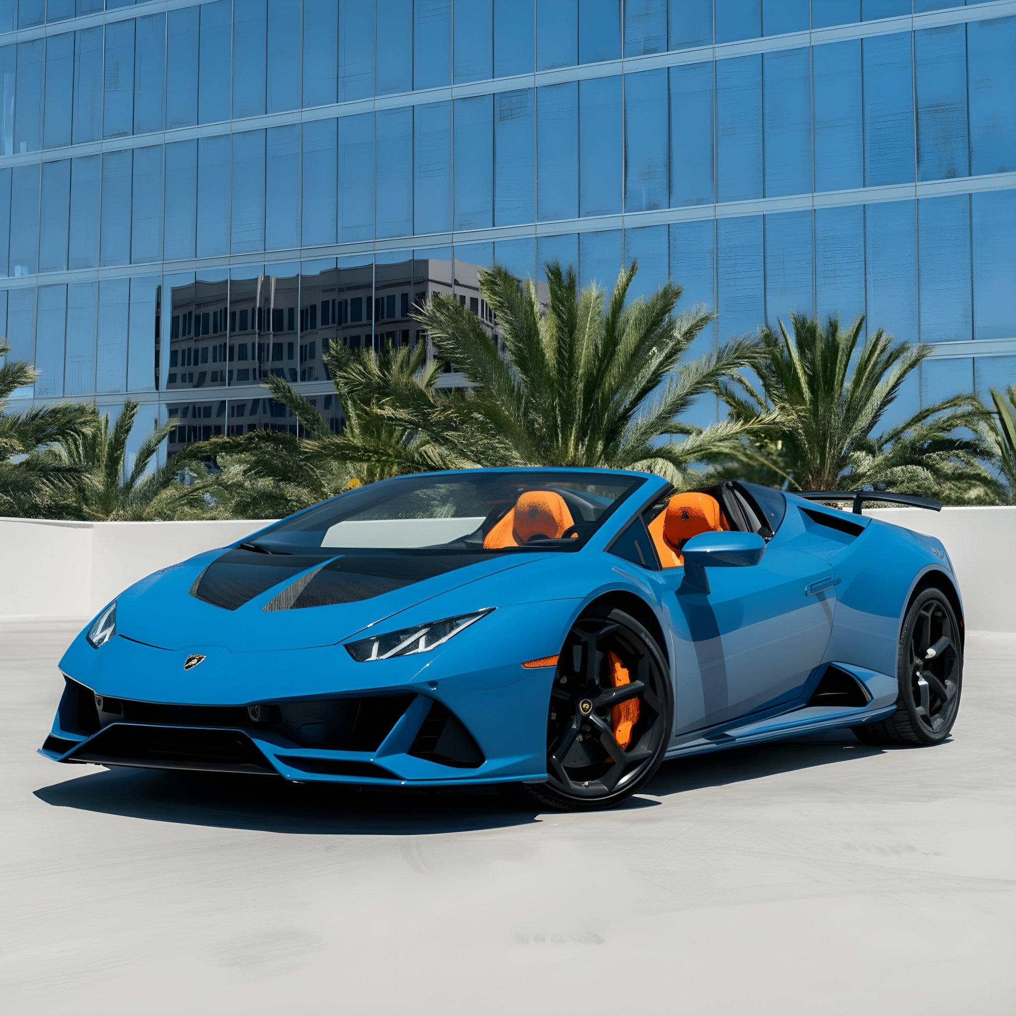 Lamborghini Huracan EVO Spyder - Blu Aegir on Arancio Leonis (Pearl Blue on Orange)