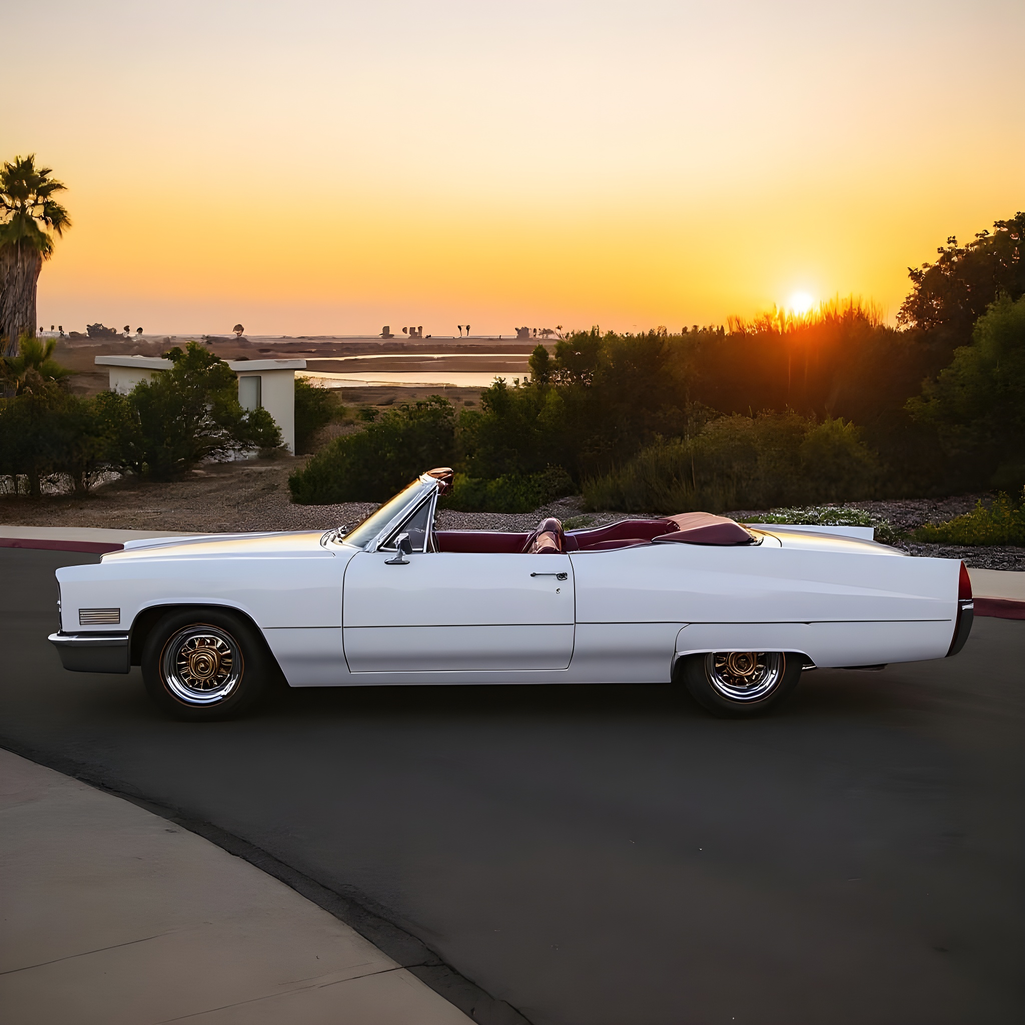 1965 Cadillac Coupe Deville - Classic White on Deep Burgundy