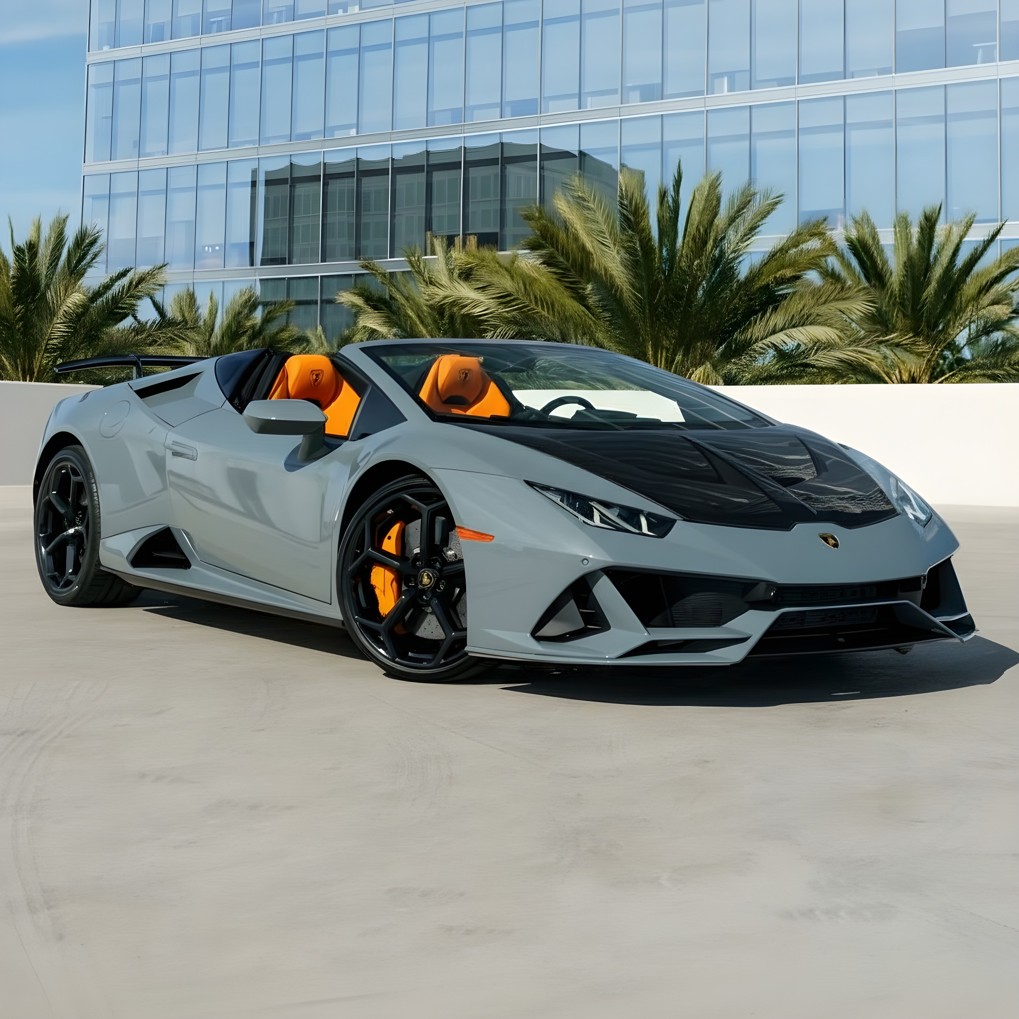 Lamborghini Huracán EVO Spyder - Grigio Telesto on Nero & Arancio (Grey on Black & Orange)
