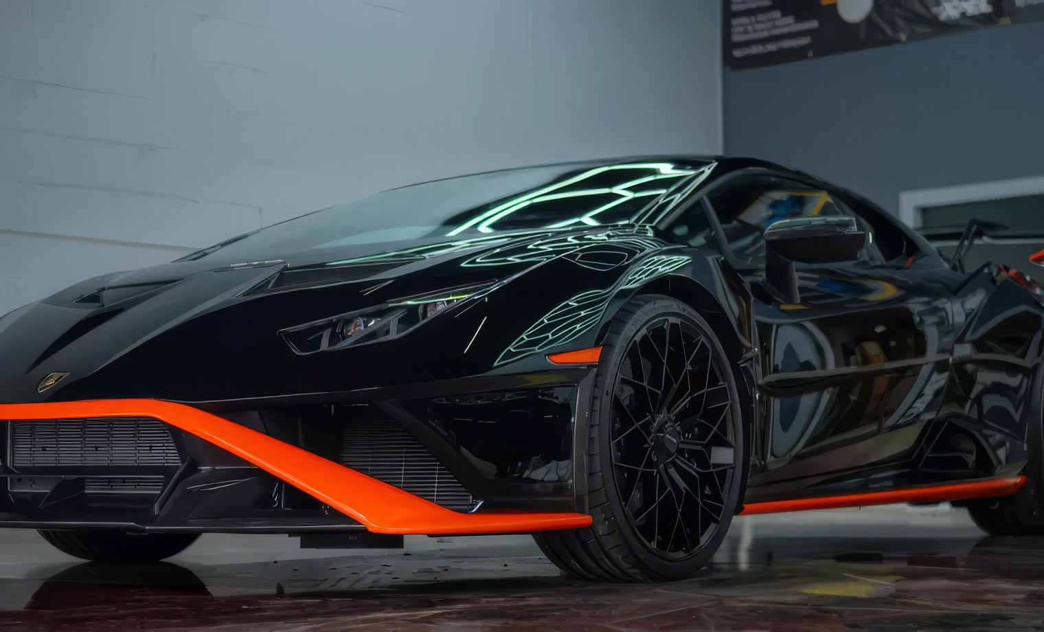 Lamborghini Huracán STO —Nero Noctis on Nero & Arancio (Gloss Black on Black & Orange)