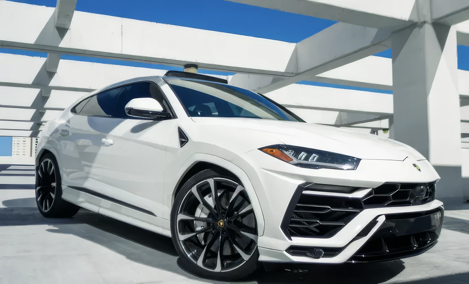 Lamborghini Urus – Bianco Icarus on Nero Ade & Blu Le Mans (Solid Gloss White on Black on Cobalt Blue)