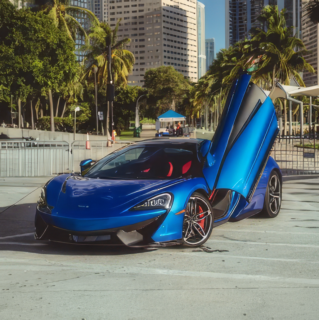 McLaren 570S Spyder – Cerulean Blue on Carmine Red