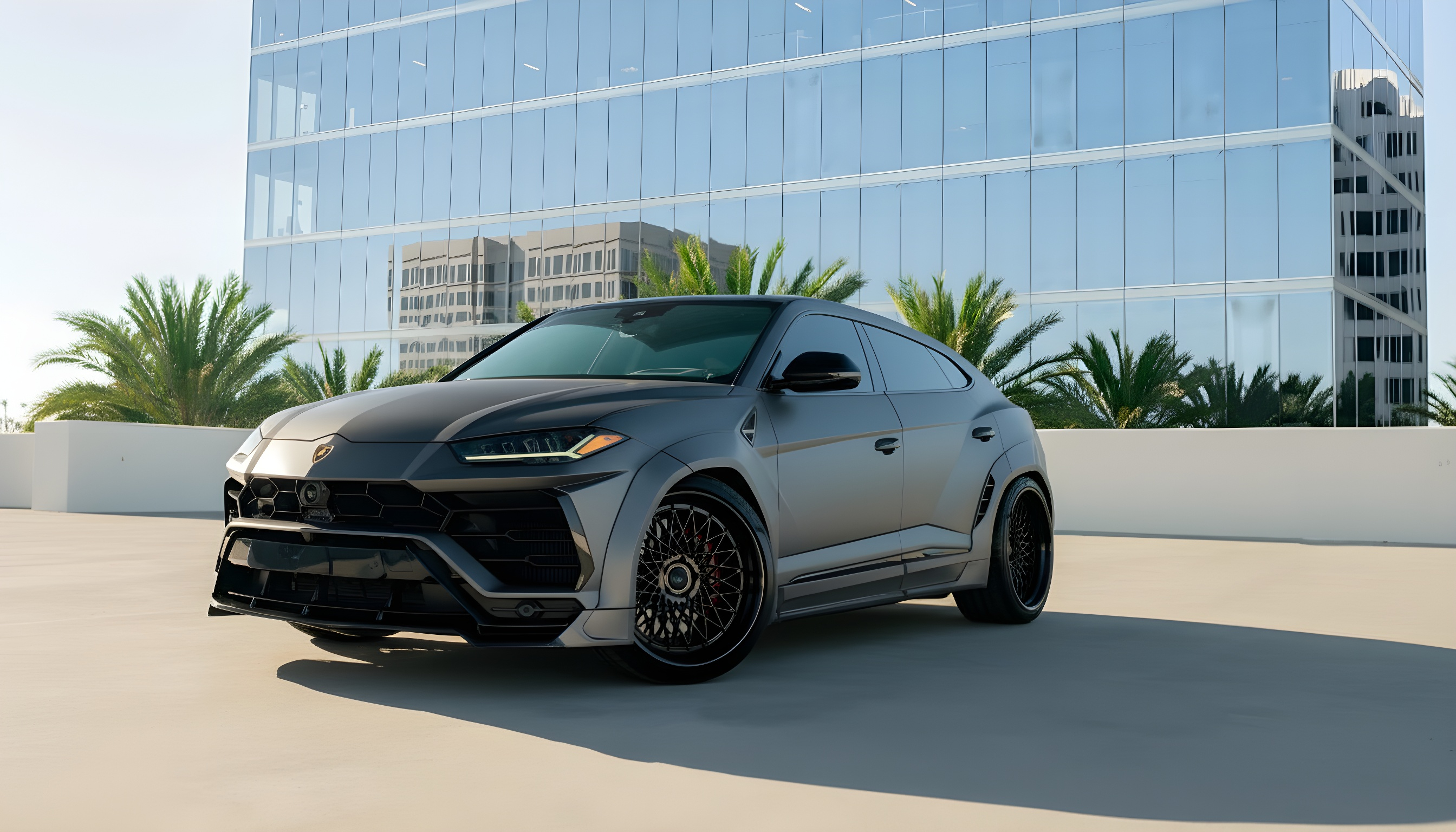 Lamborghini Urus Widebody - Satin Battleship Grey on Nero (Aftermarket Wrap on Black)