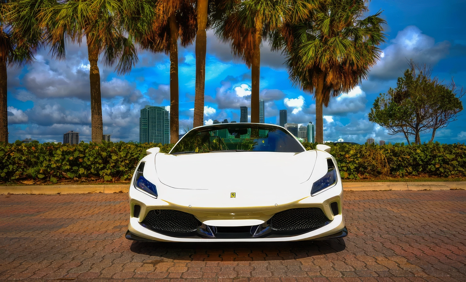 Ferrari F8 Spider — Bianco Avus on Nero (Solid White on Black)