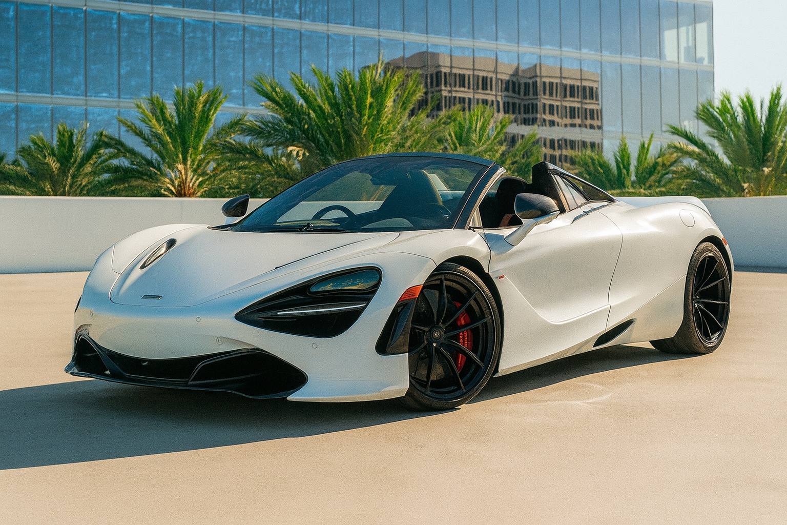 McLaren 720S Spider - Silica White Elite on Carbon Black & Red