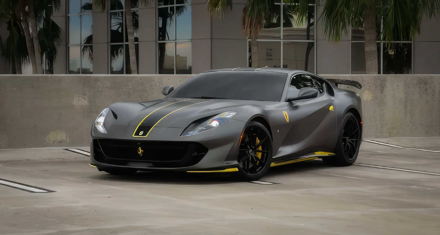Ferrari 812 Superfast - Grigio Opaco on Nero (Satin Dark Gray on Black)