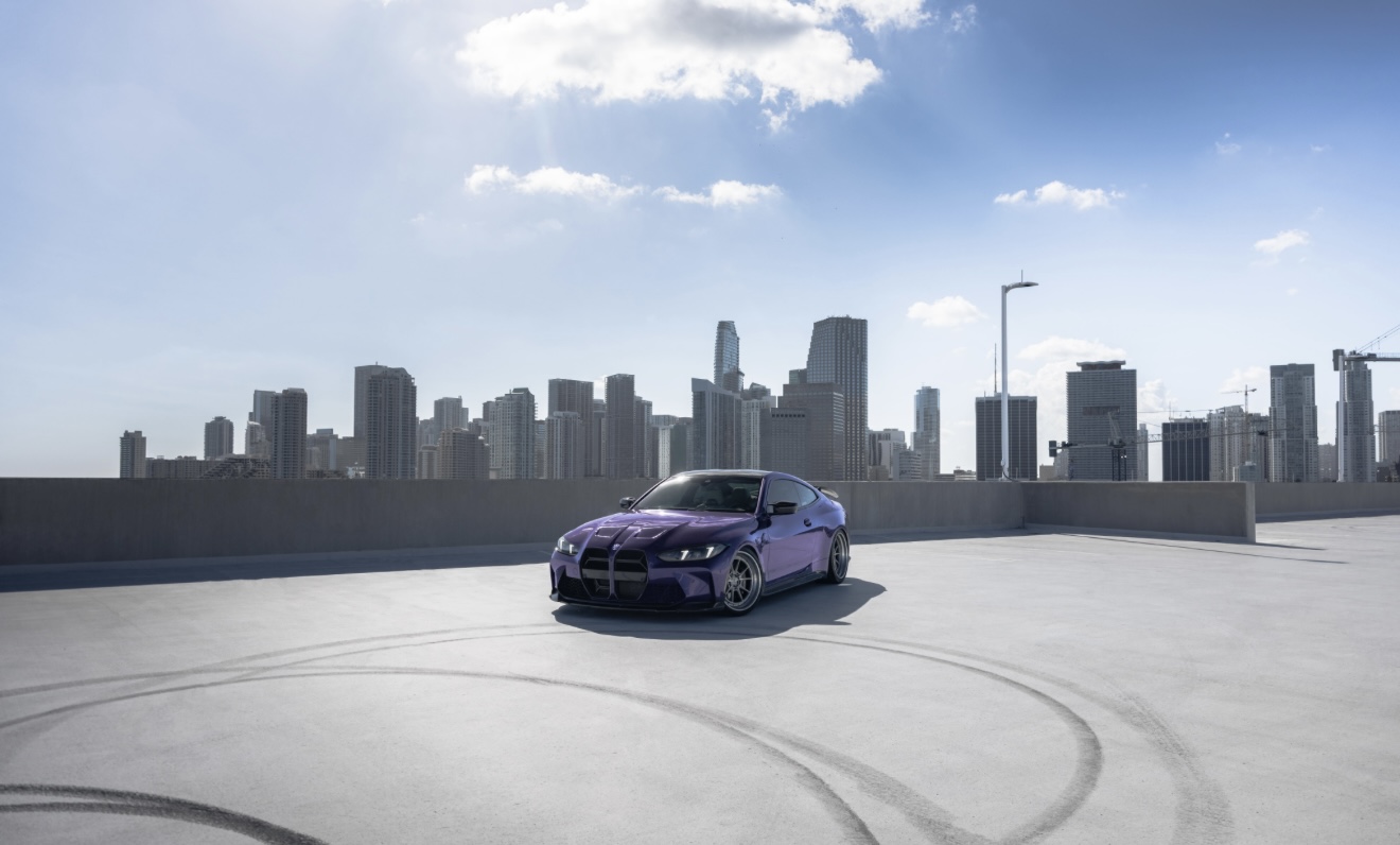 BMW M4 Competition - Purple on White