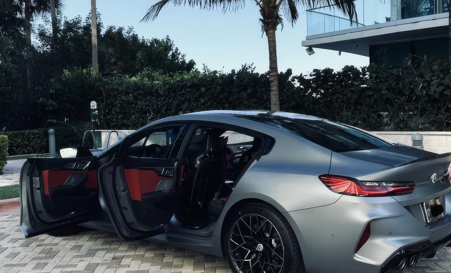 BMW M8 Competition Gran Coupe – Frozen Grey II Metallic on Black & Sakhir Orange