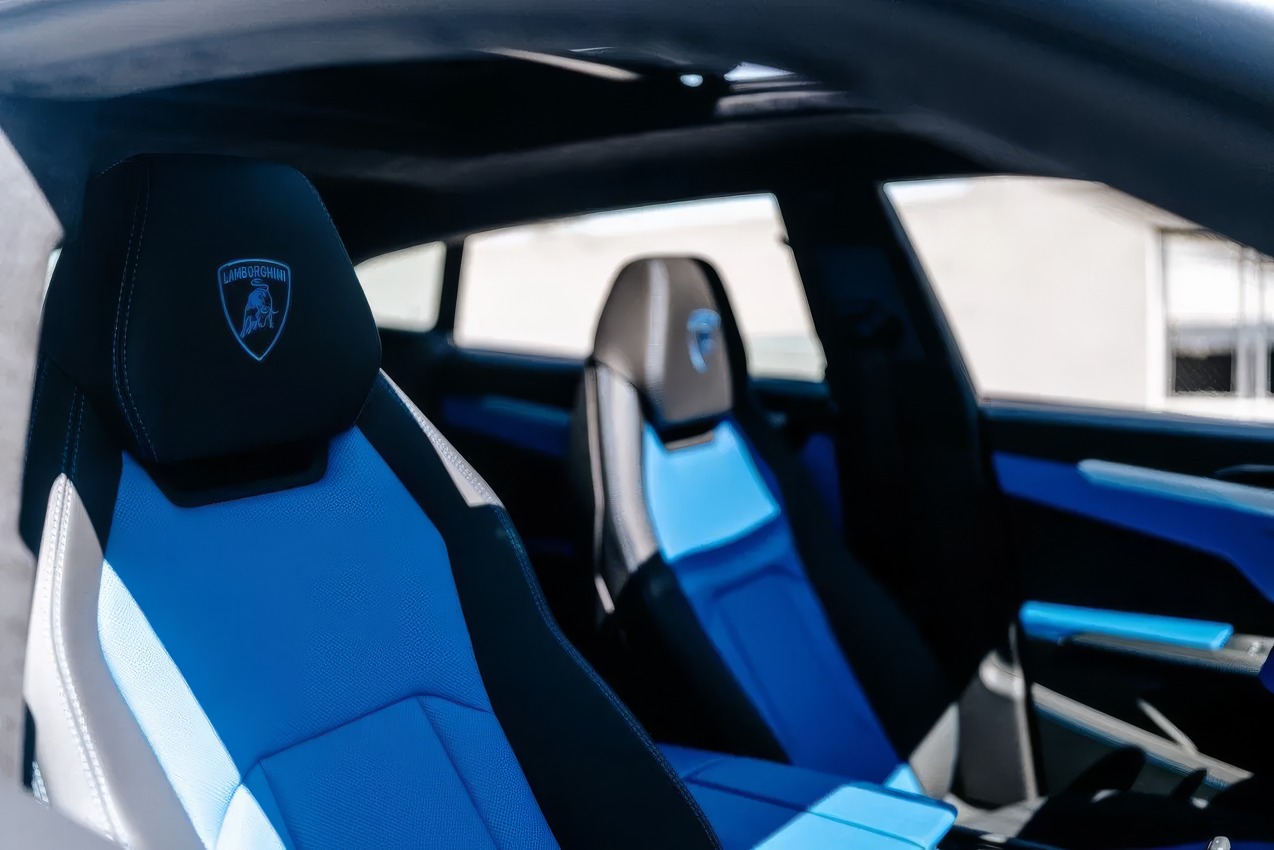 Lamborghini Urus — Bianco Icarus on Blu Cepheus & Nero Ade (Solid White on Blue & Black)