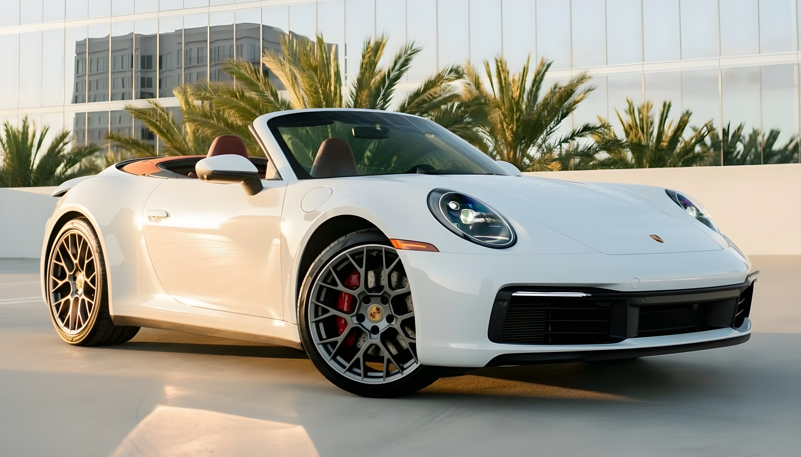 Porsche 911 Carrera 4S Cabriolet (992) - Carrara White Metallic on Bordeaux Red