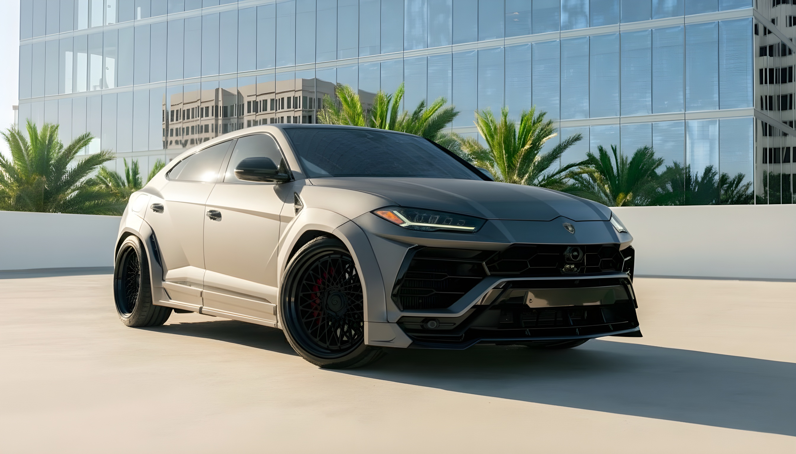 Lamborghini Urus Widebody - Satin Battleship Grey on Nero (Aftermarket Wrap on Black)