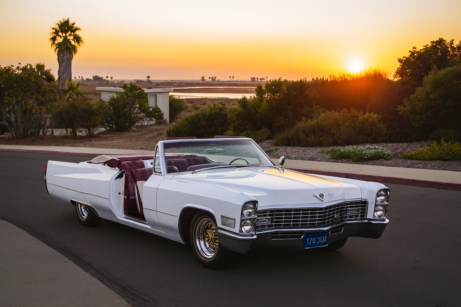 1965 Cadillac Coupe Deville - Classic White on Deep Burgundy