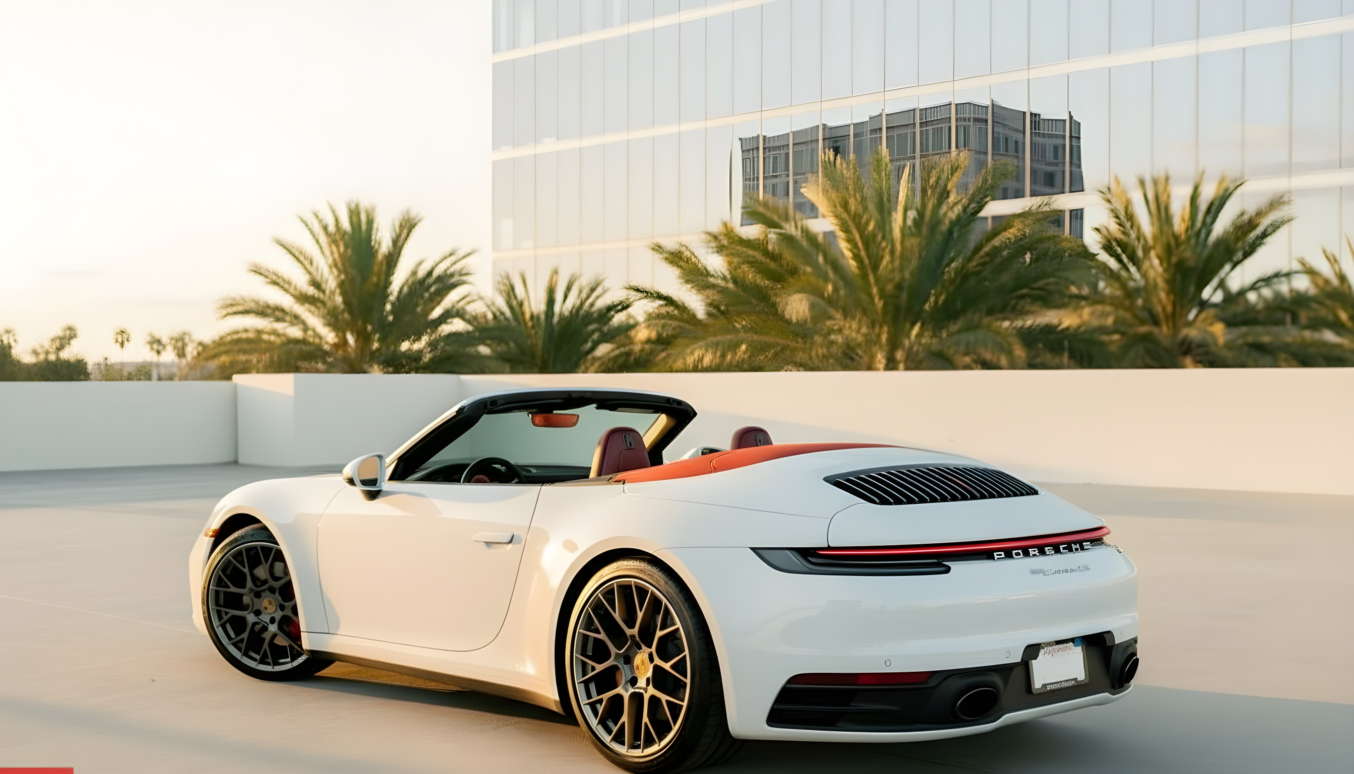 Porsche 911 Carrera 4S Cabriolet (992) - Carrara White Metallic on Bordeaux Red