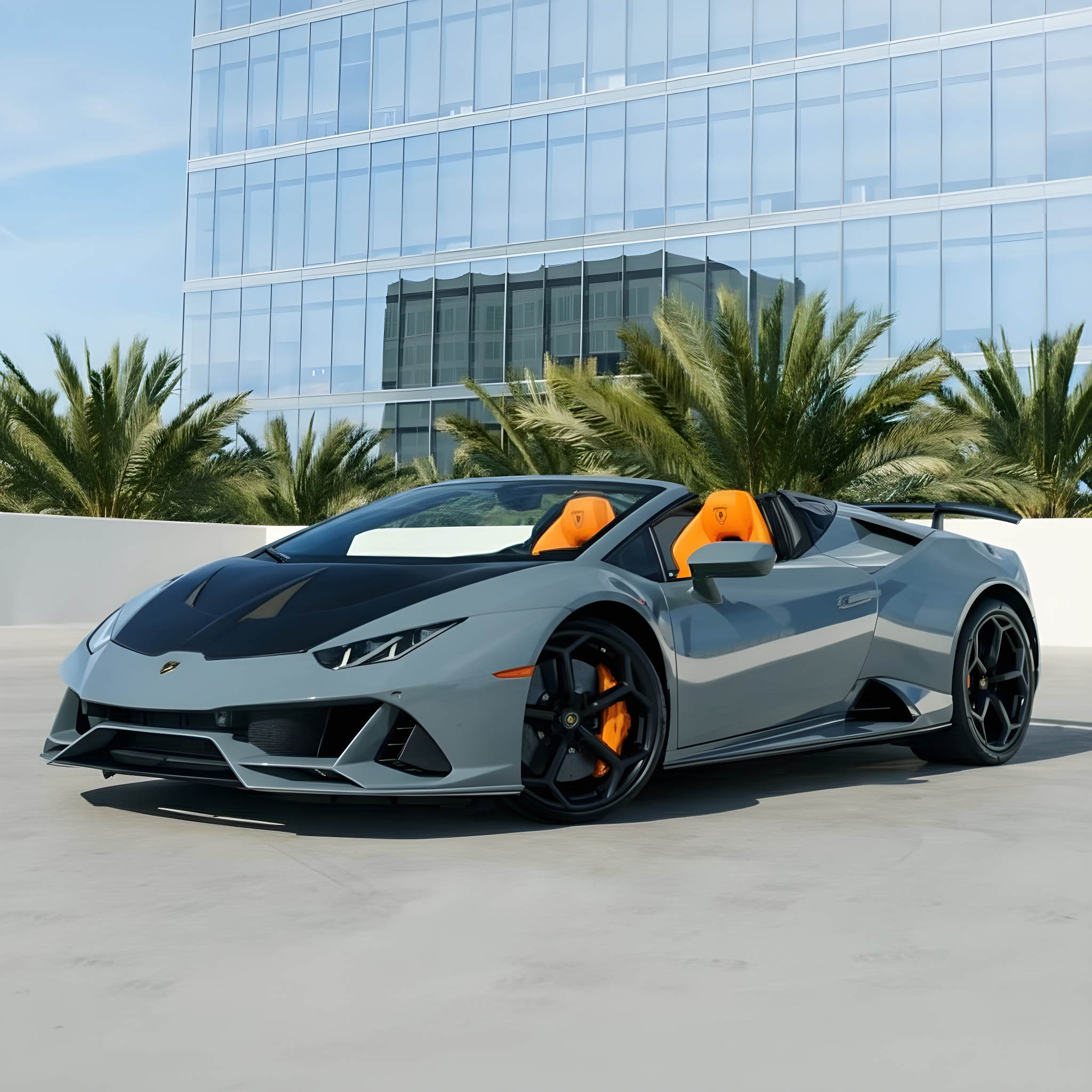 Lamborghini Huracán EVO Spyder - Grigio Telesto on Nero & Arancio (Grey on Black & Orange)