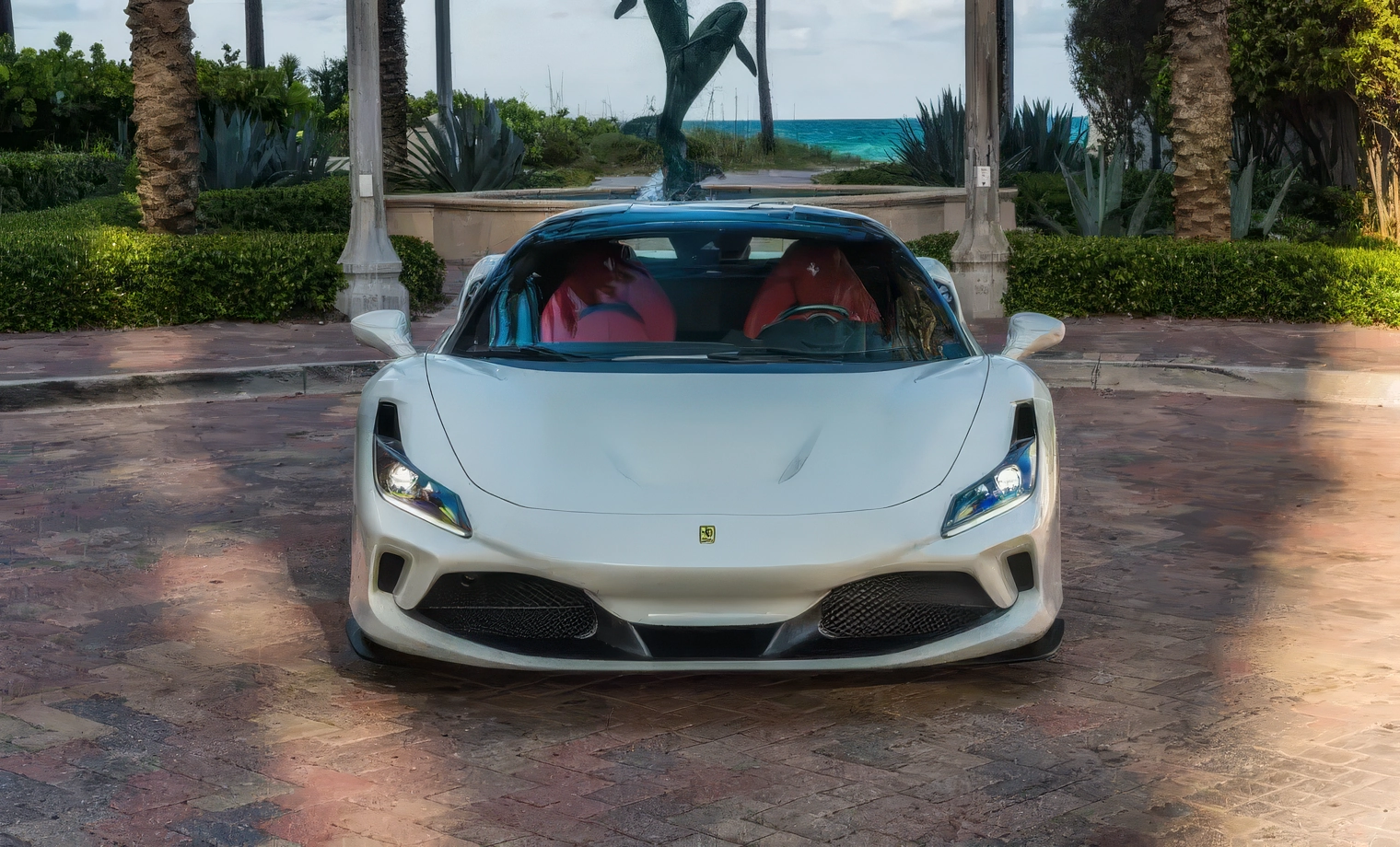 Ferrari F8 Tributo — Bianco Avus on Rosso (Solid White on Red)