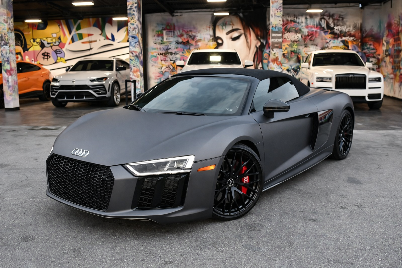 Audi R8 – Matte Satin Grey on Black
