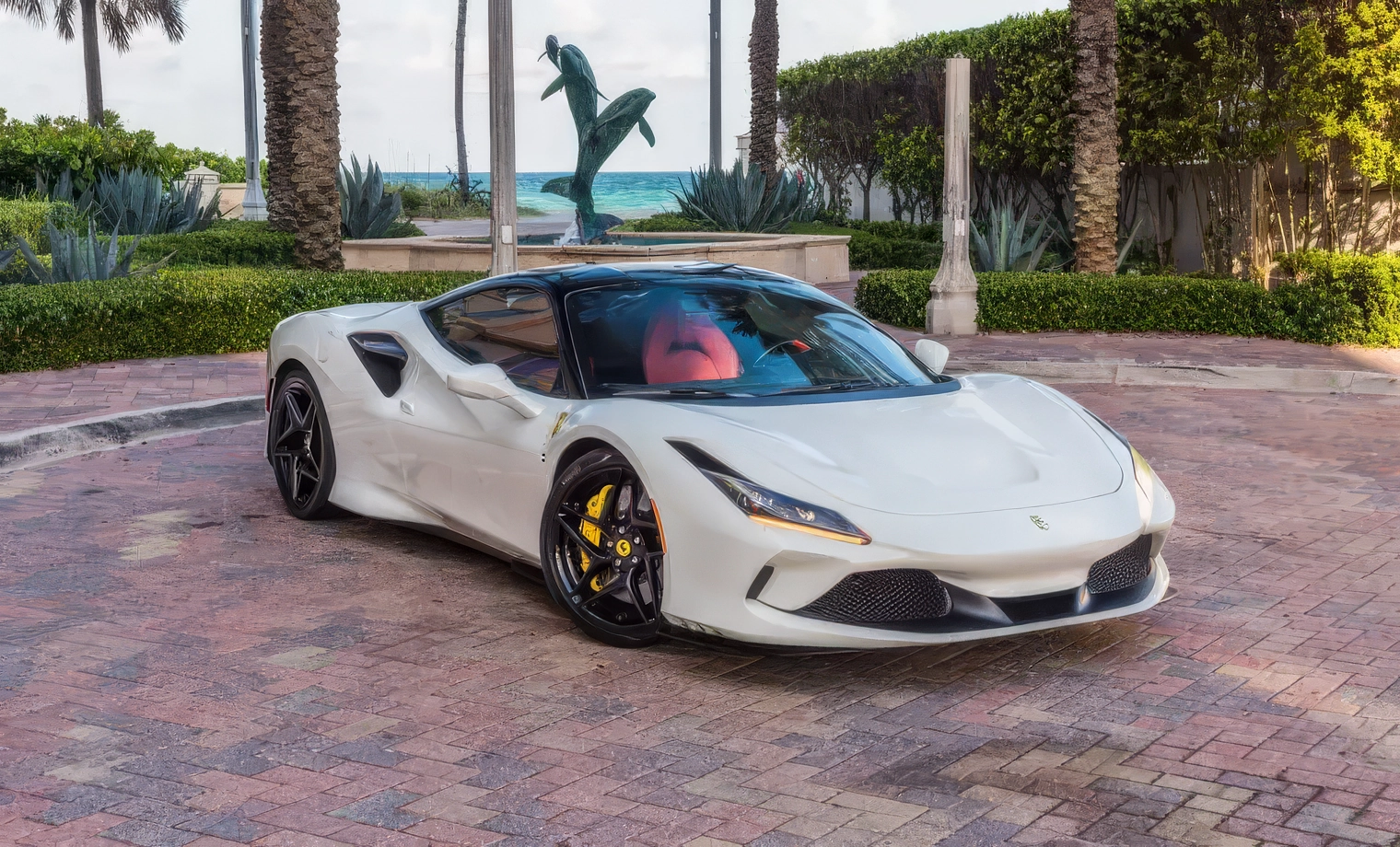 Ferrari F8 Tributo — Bianco Avus on Rosso (Solid White on Red)