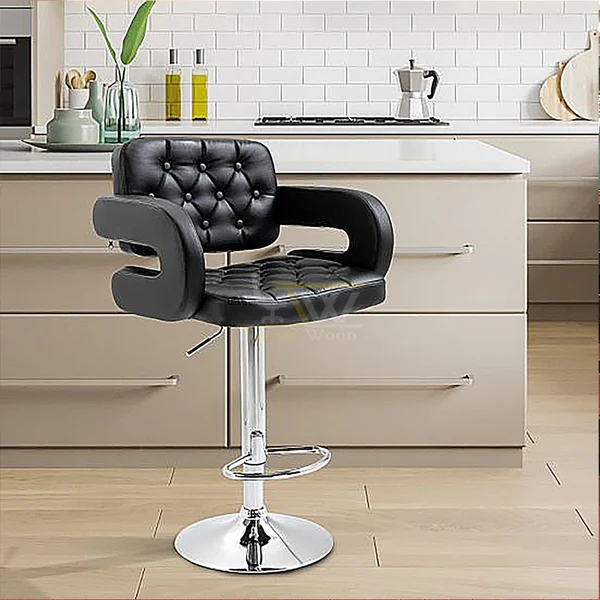 Black Adjustable Bar Stool By Andaaz