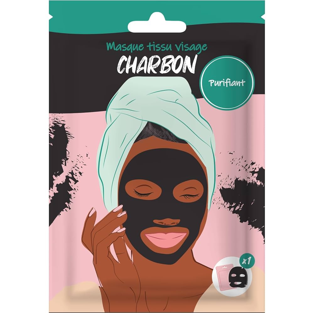 Masque tissu visage charbon