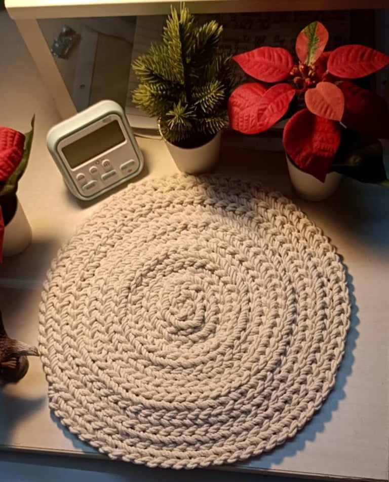 Handmade Rope Table Mat Crochet Round Dining Decor Placemat