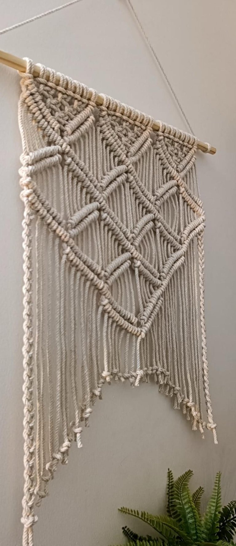Spiral Diamond Pattern 5 mm cotton cord macrame wall hanging art | 65 Cms L, 47 Cms W | Hand made