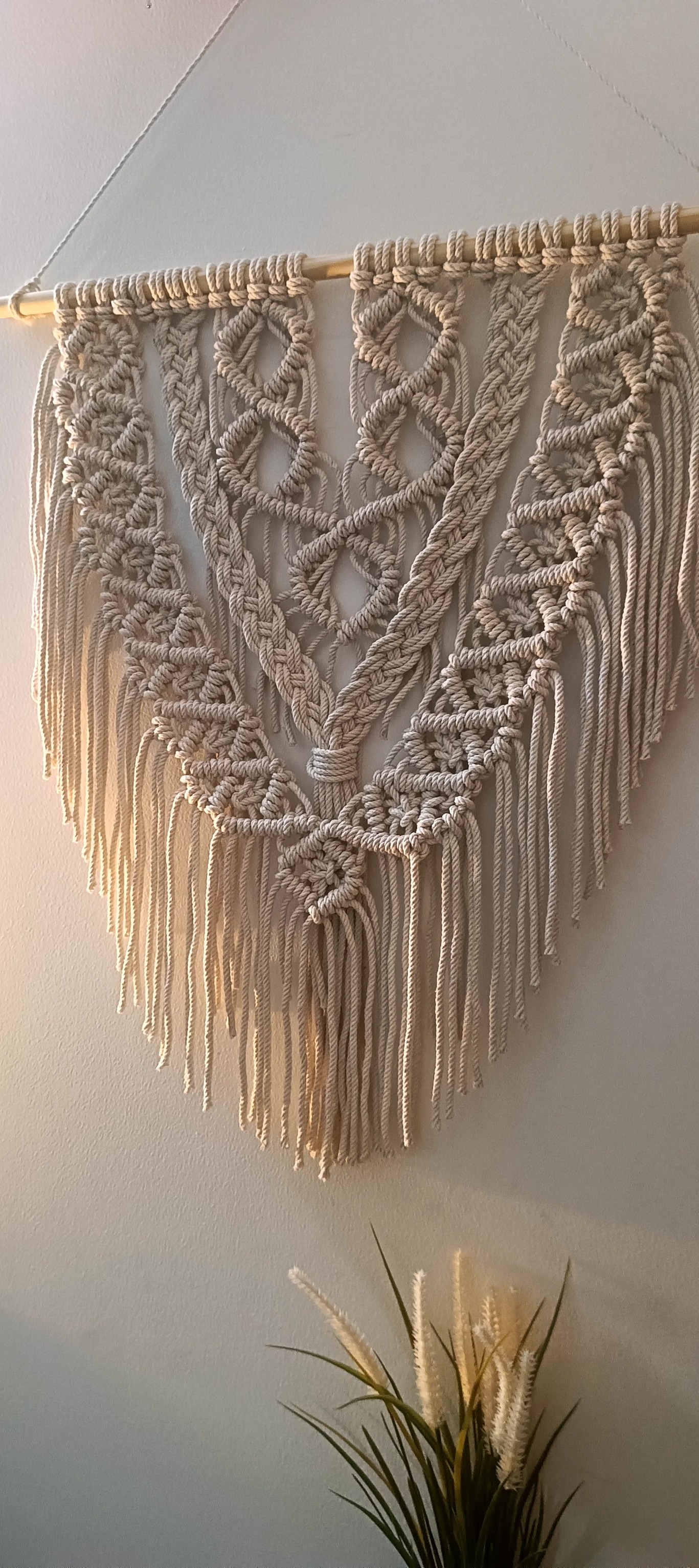 Heavy Macrame 5mm cotton cord Beige wall hanging premium