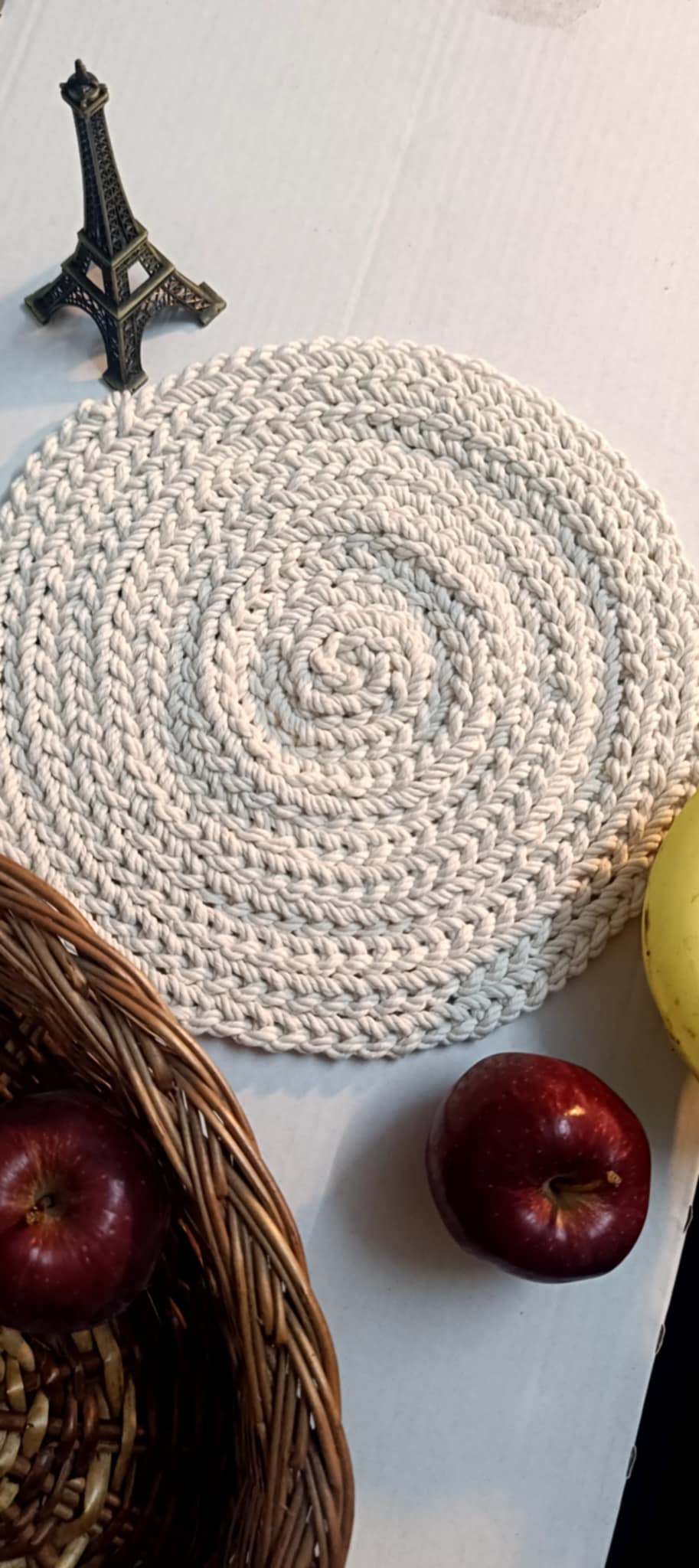 Handmade Rope Table Mat Crochet Round Dining Decor Placemat