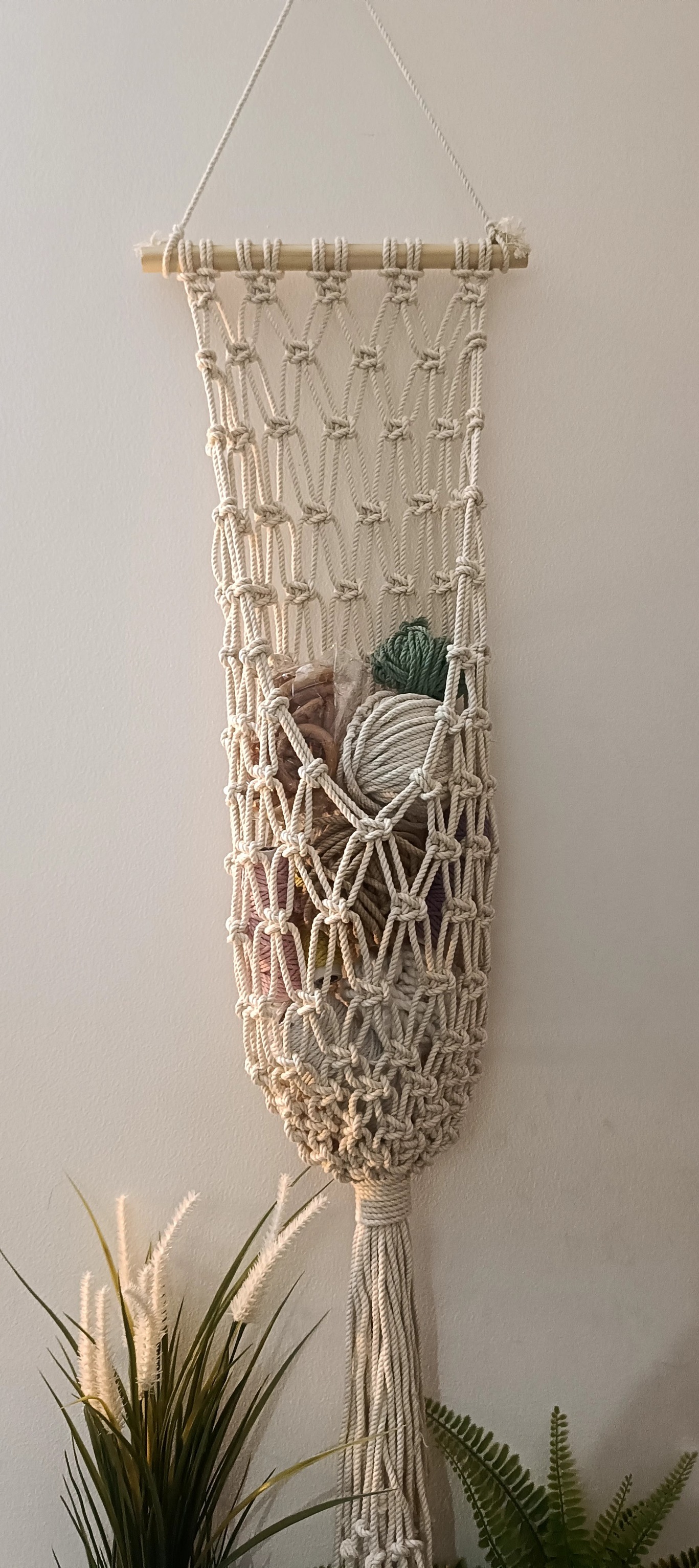 Dimacra Boho Chic Macrame Hanging Basket -  Wall Organizer