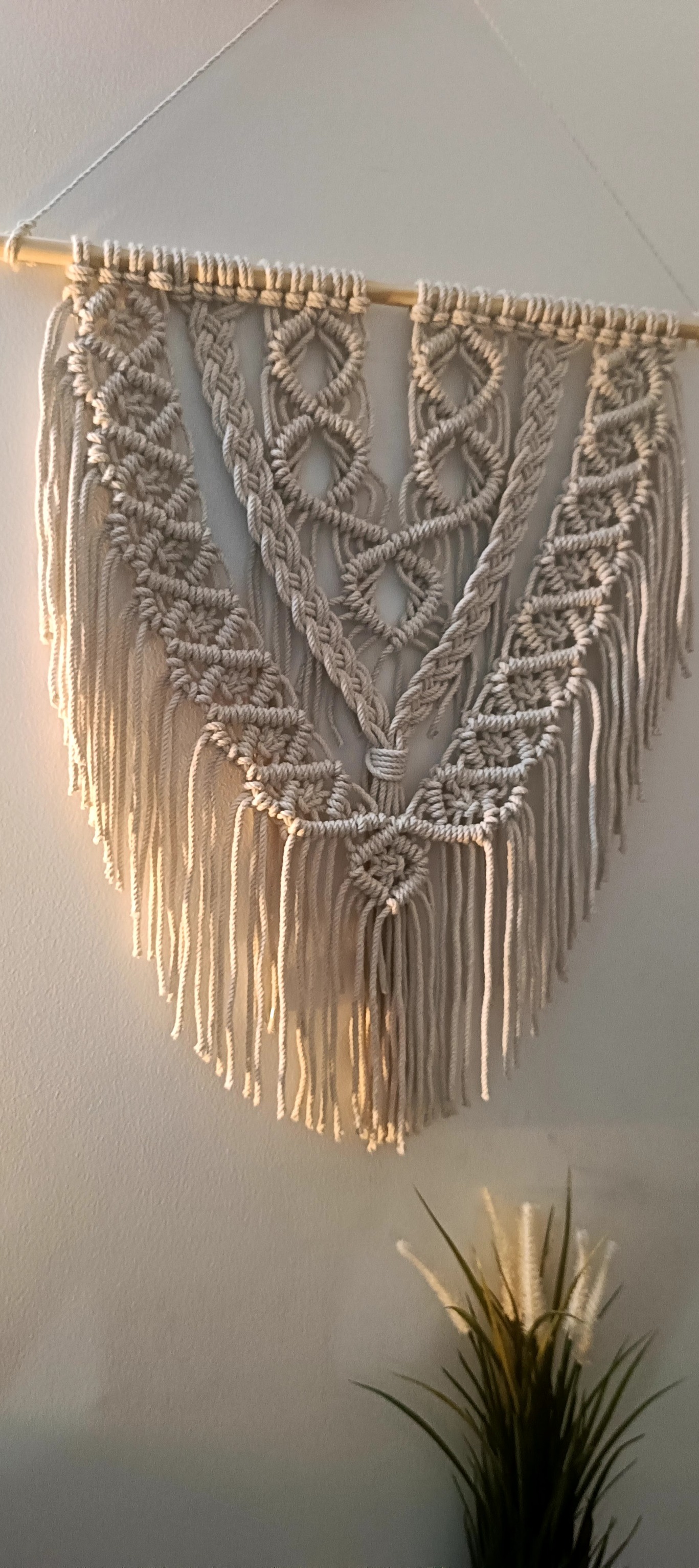Heavy Macrame 5mm cotton cord Beige wall hanging premium
