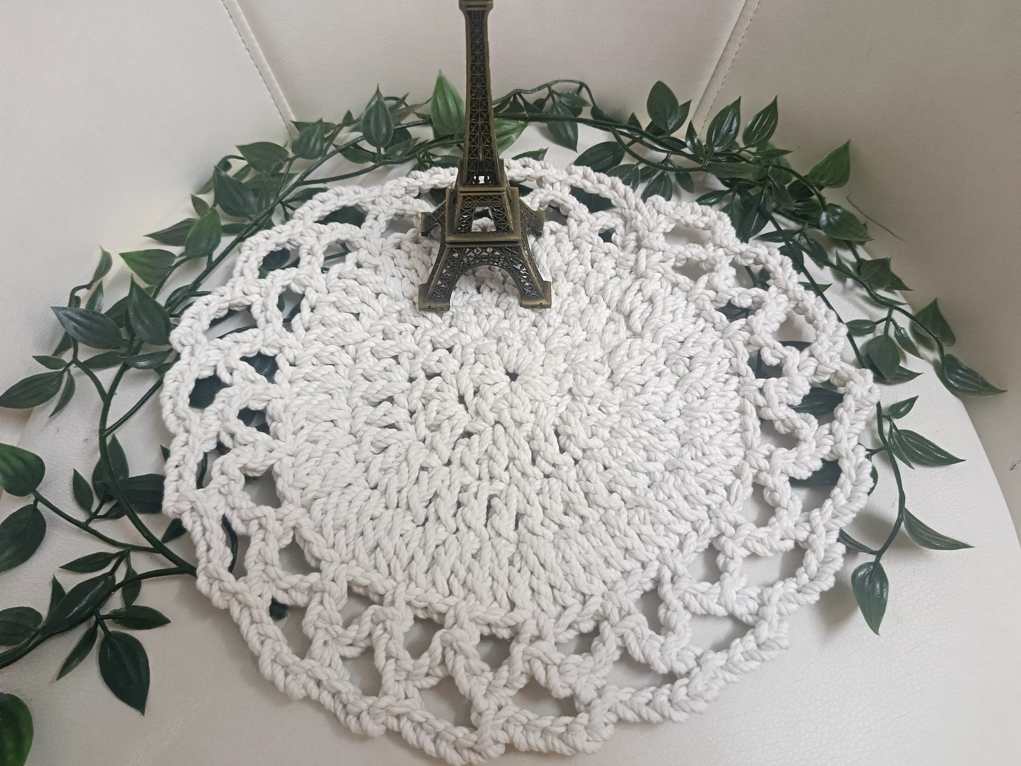 Handmade Crochet Round Placemat - Elegant & Versatile Table Decor