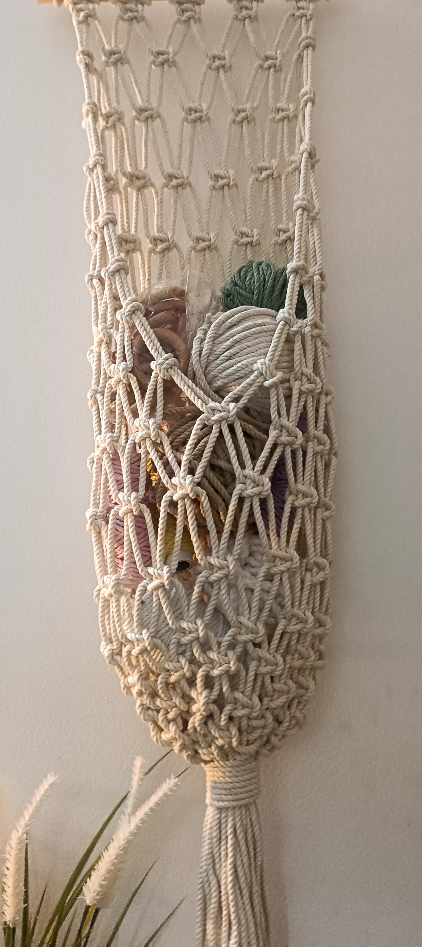 Dimacra Boho Chic Macrame Hanging Basket -  Wall Organizer