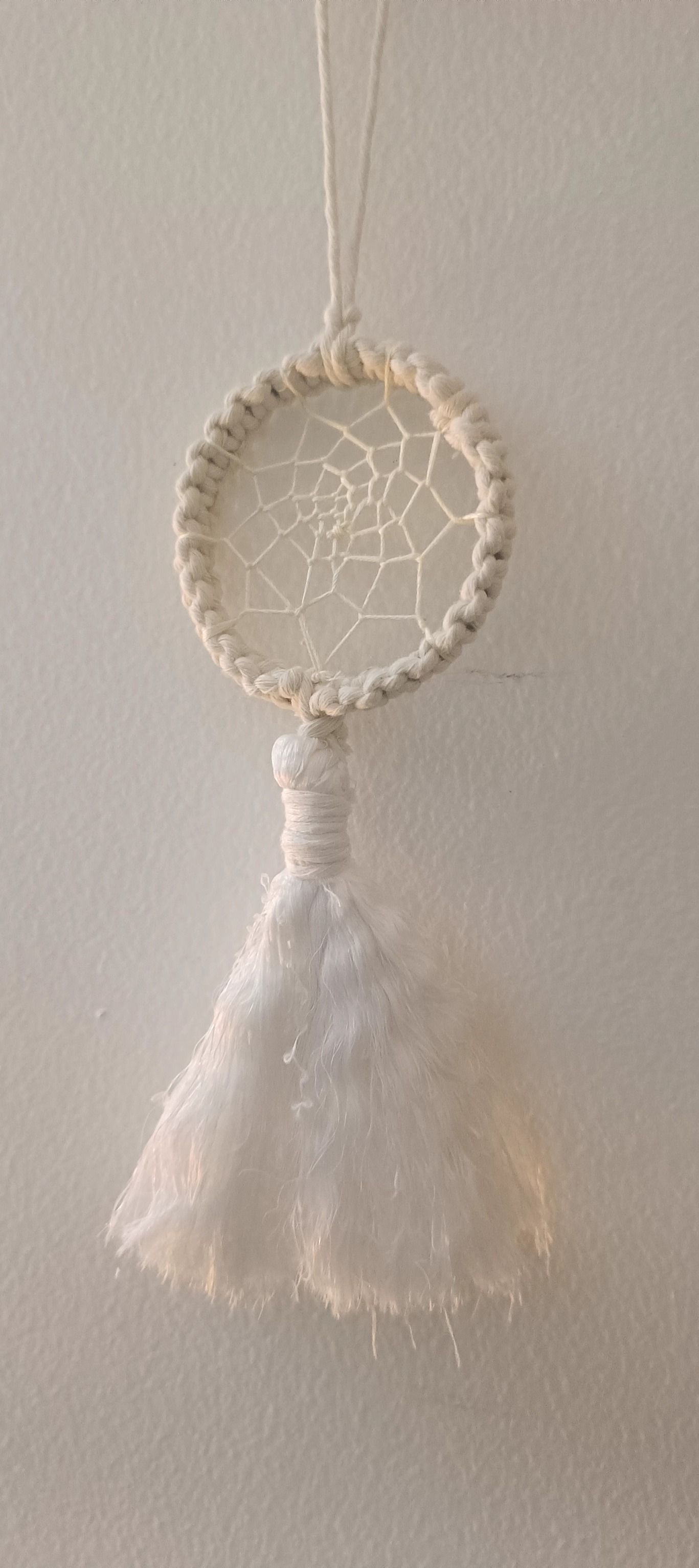 Handmade White Dreamcatcher Hanging 7 Inches