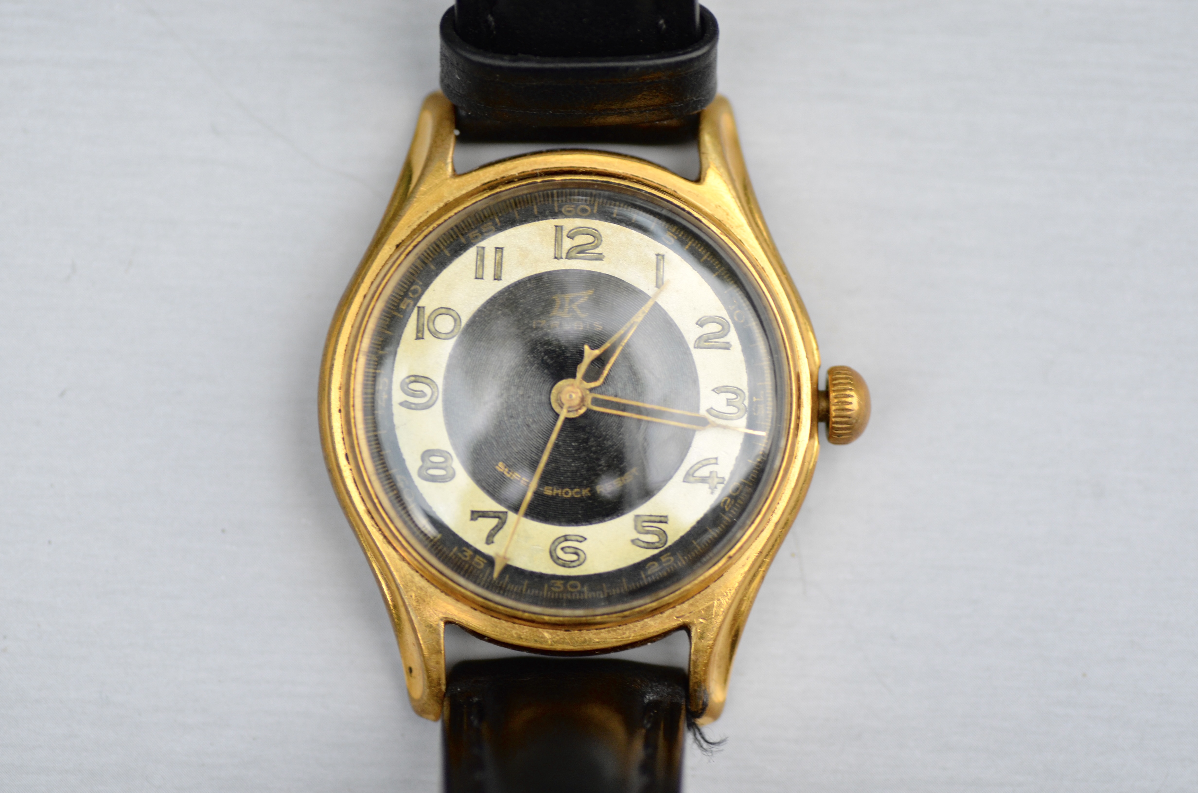 Hermann Becker Black Gold Bullseye 1950s Vintage Watch