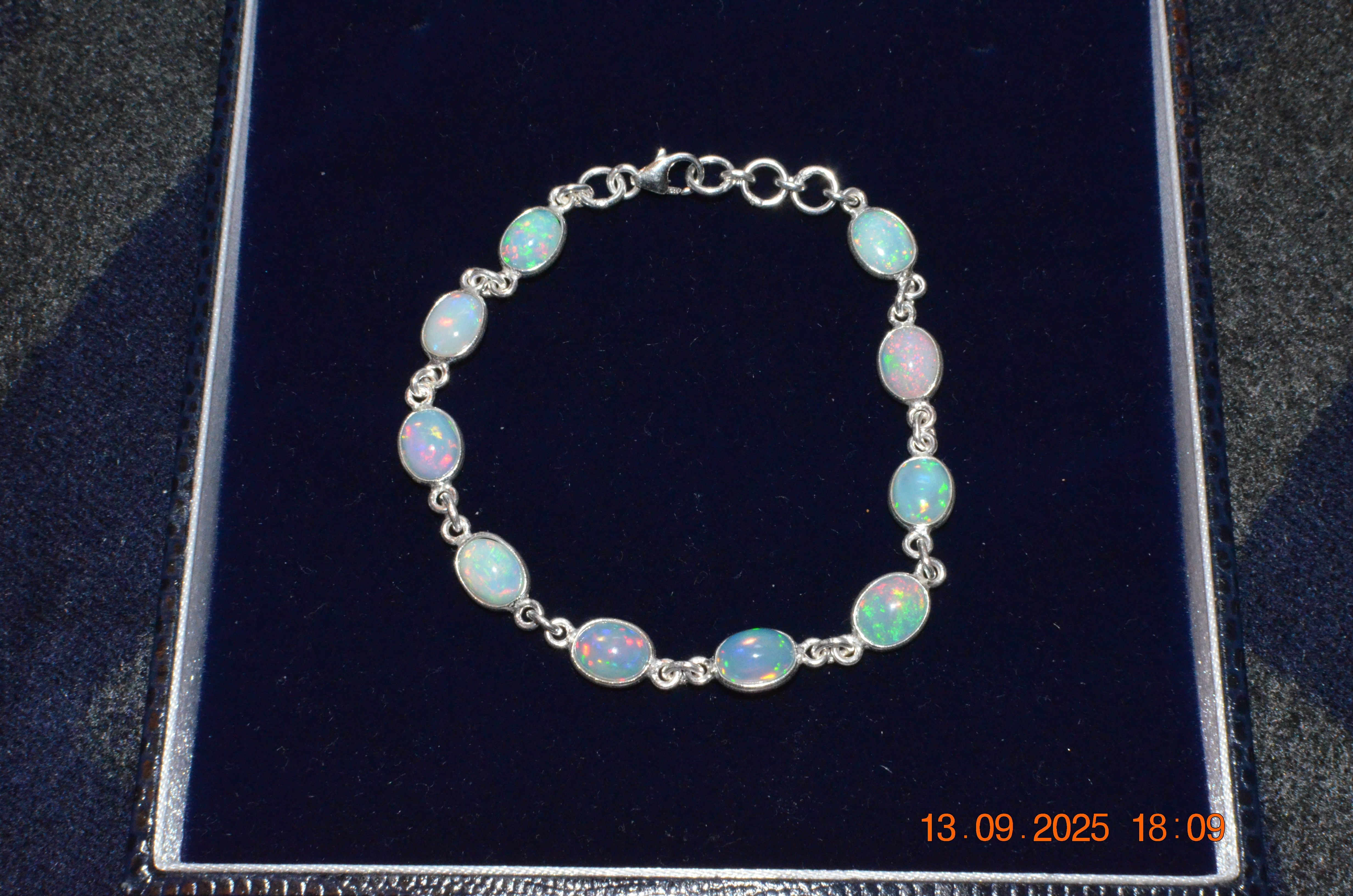 Sterling Silver and Natural Fire Opal Bracelet