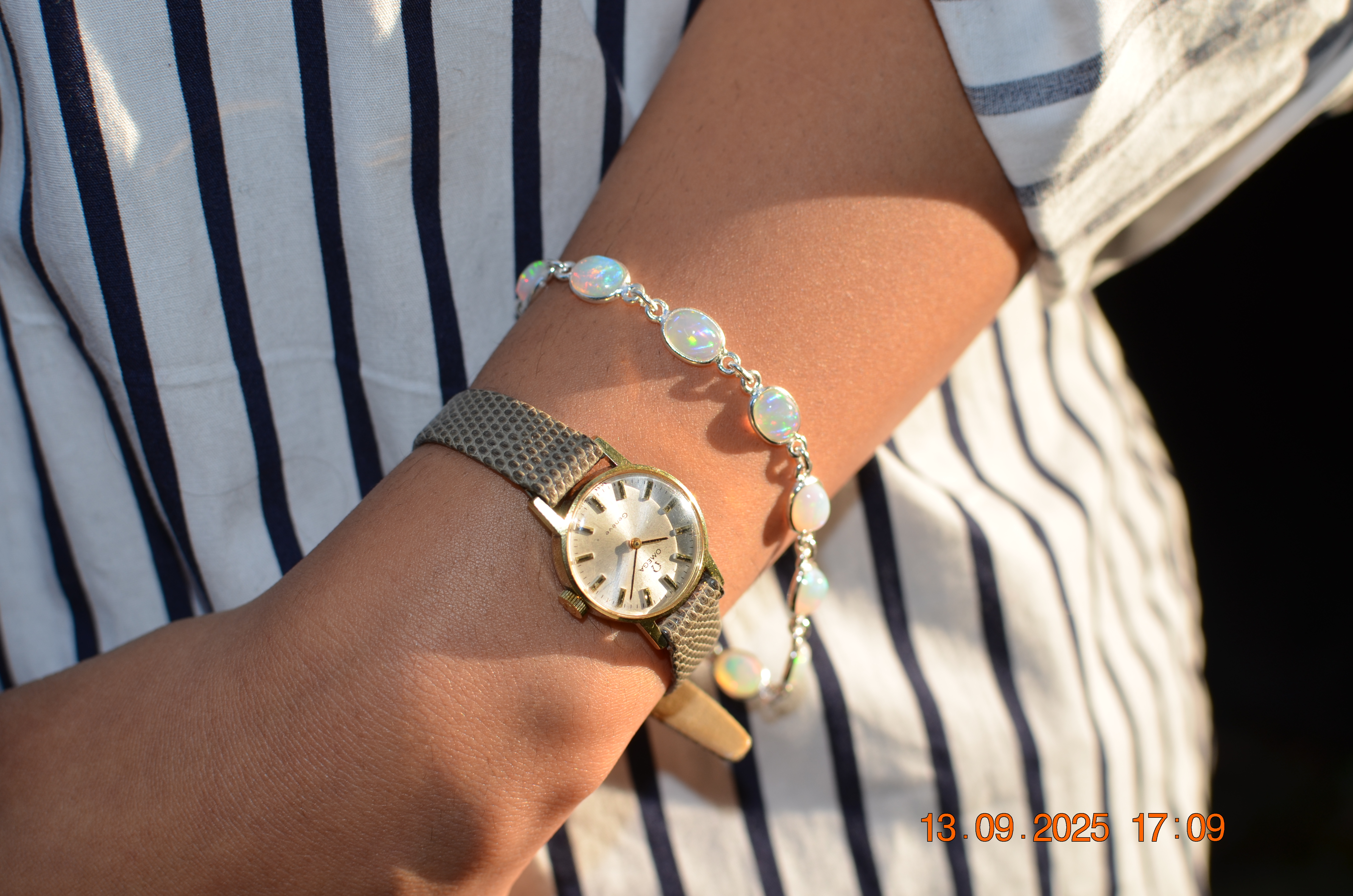 Sterling Silver and Natural Fire Opal Bracelet