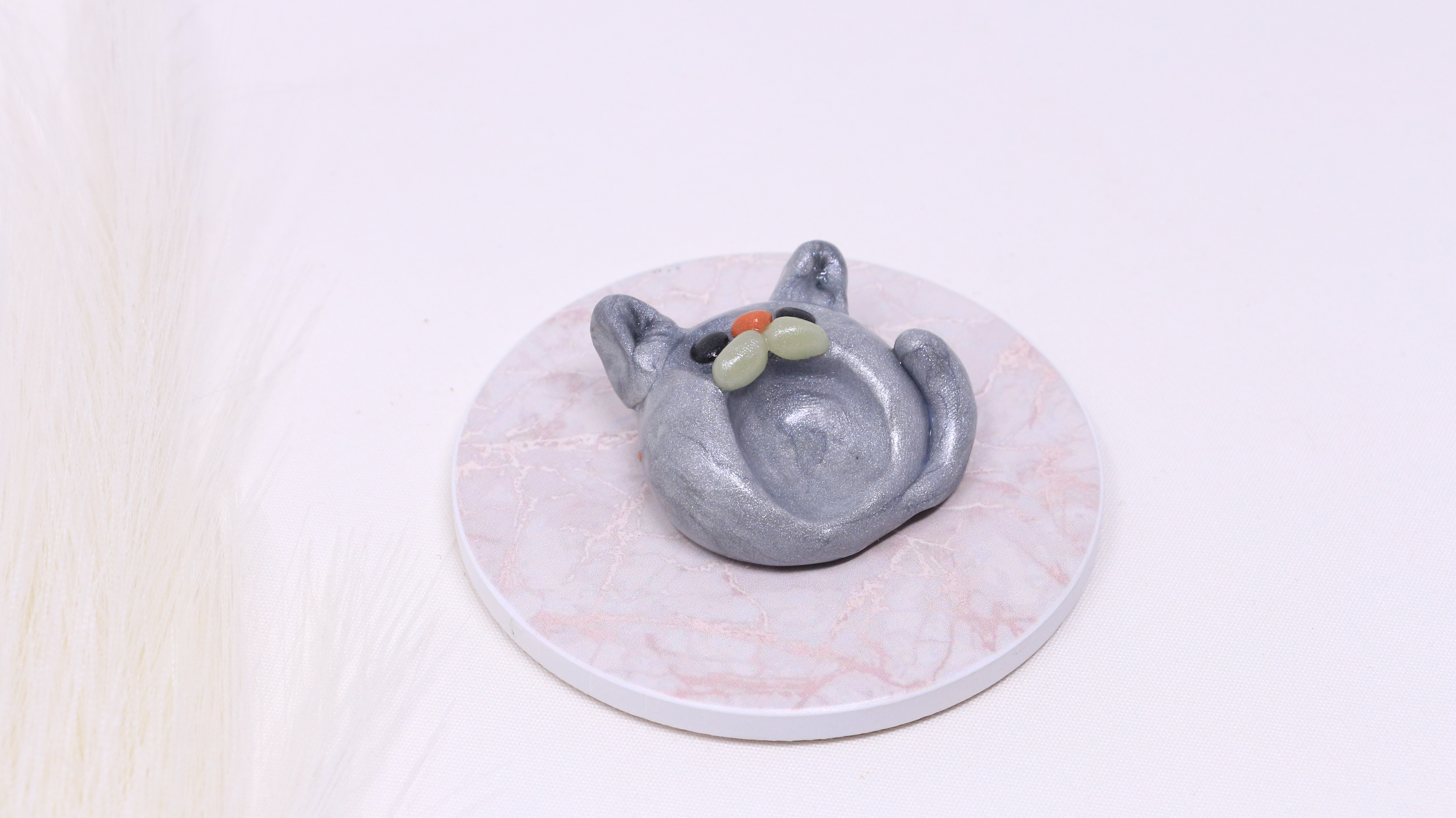 Pierre du calme chat argenté/ Silver cat worry stone