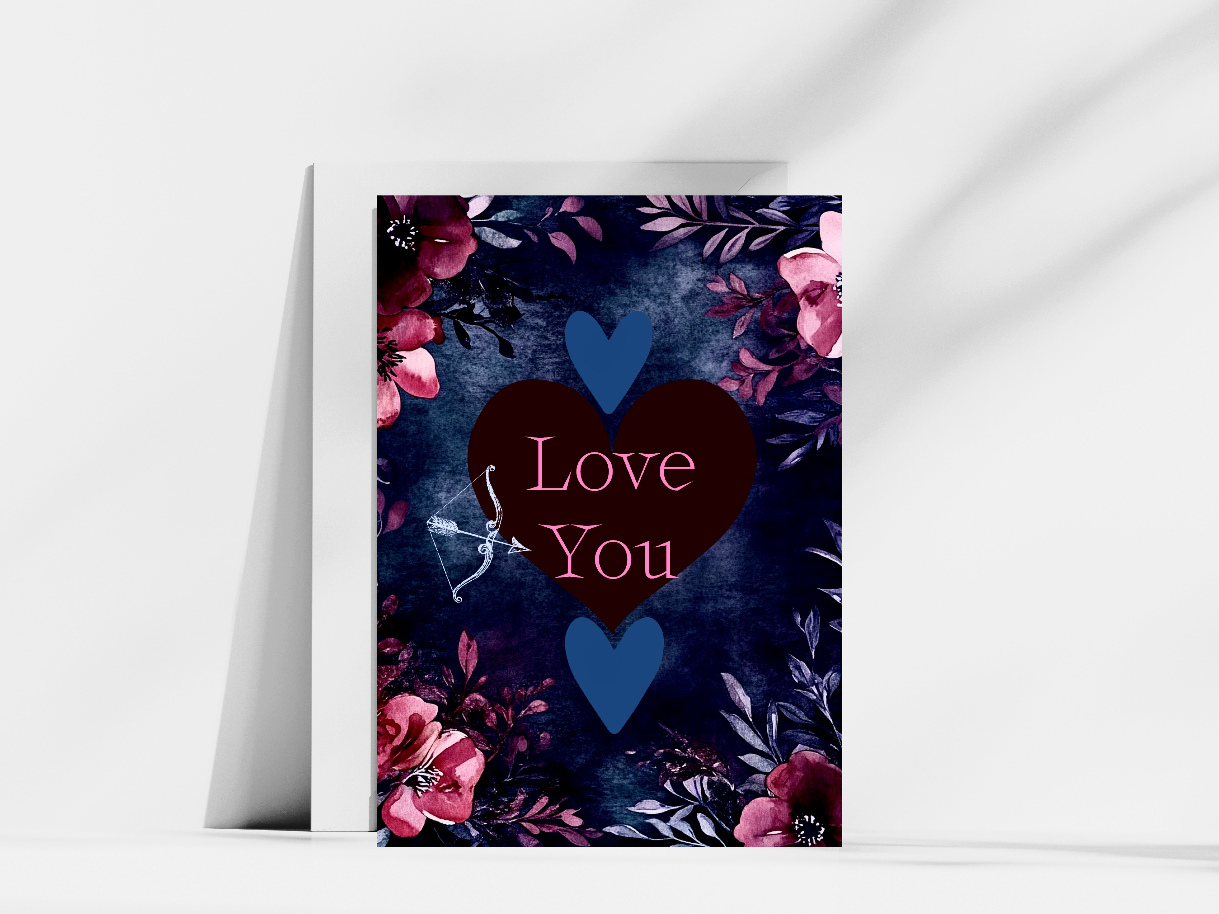 Floral Hearts Bow & Arrow Love Note Greeting Card