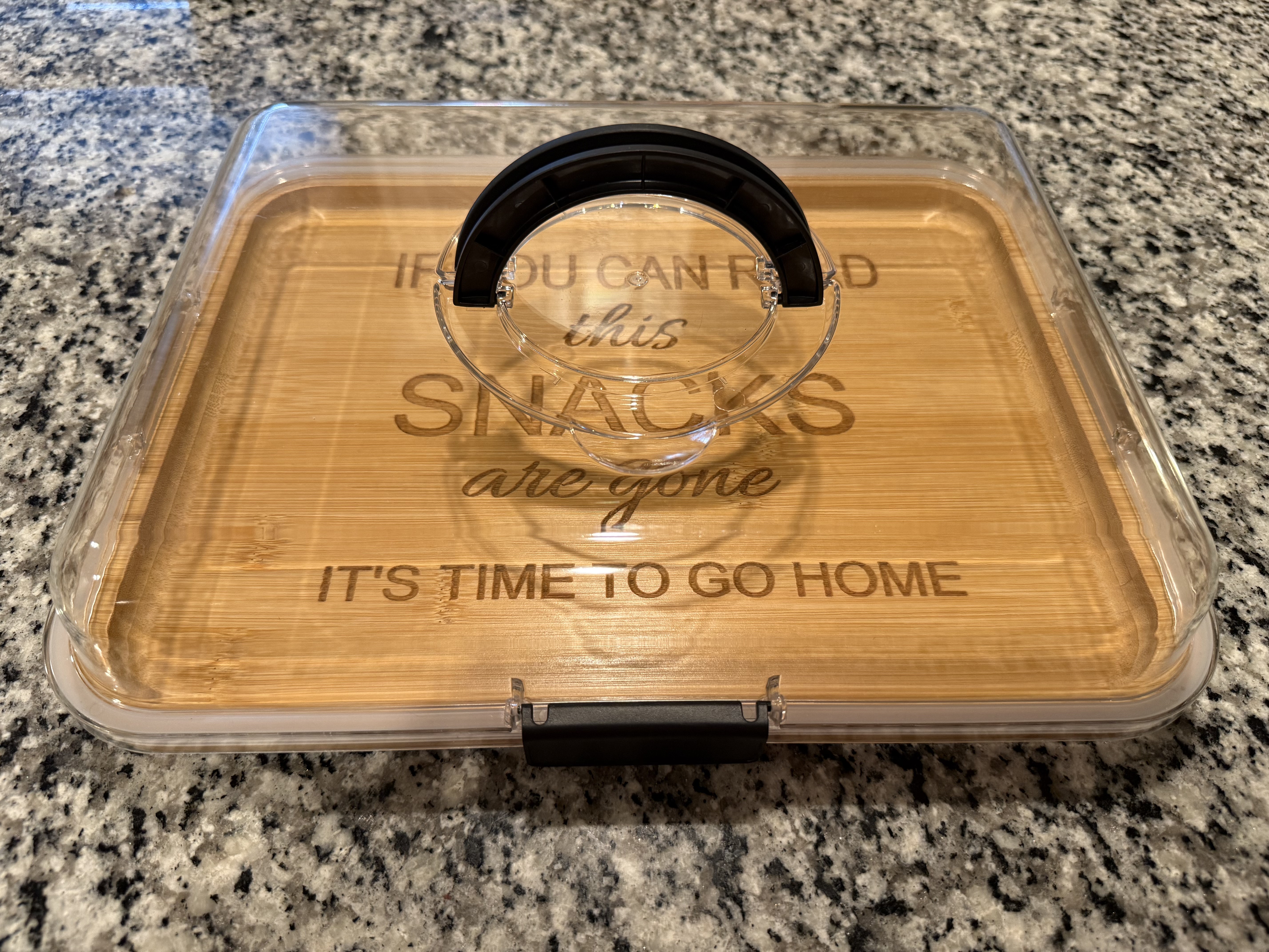 Personalized Travel Charcuterie Board with Lid and Handle plus Utensil Set